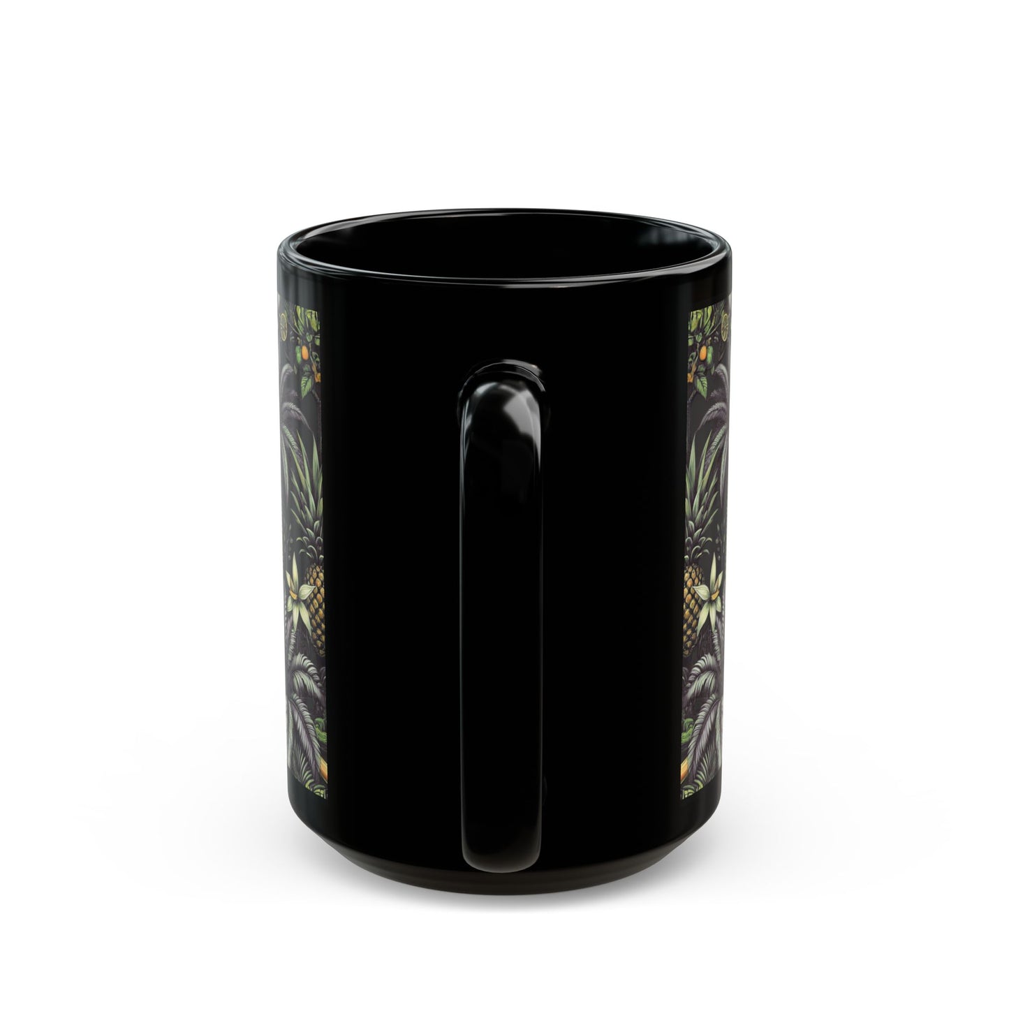 Black Coffee Mug - Tropical Fruit, Black