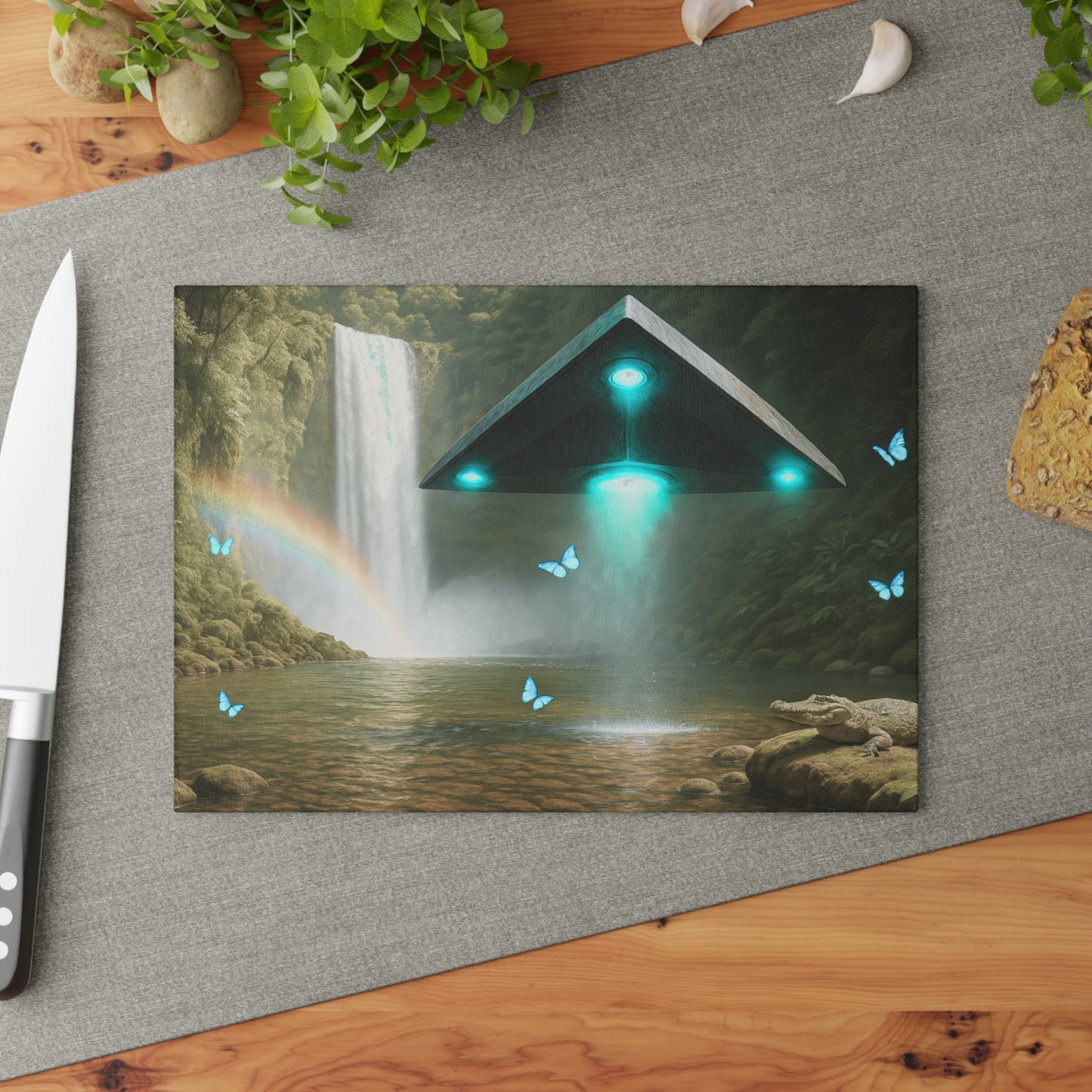 Glass Cutting Board, 2 sizes - UFO and Waterfall