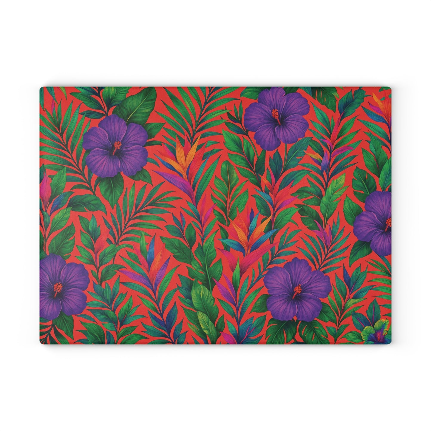 Glass Cutting Board, 2 sizes - Midnight Flower Coral