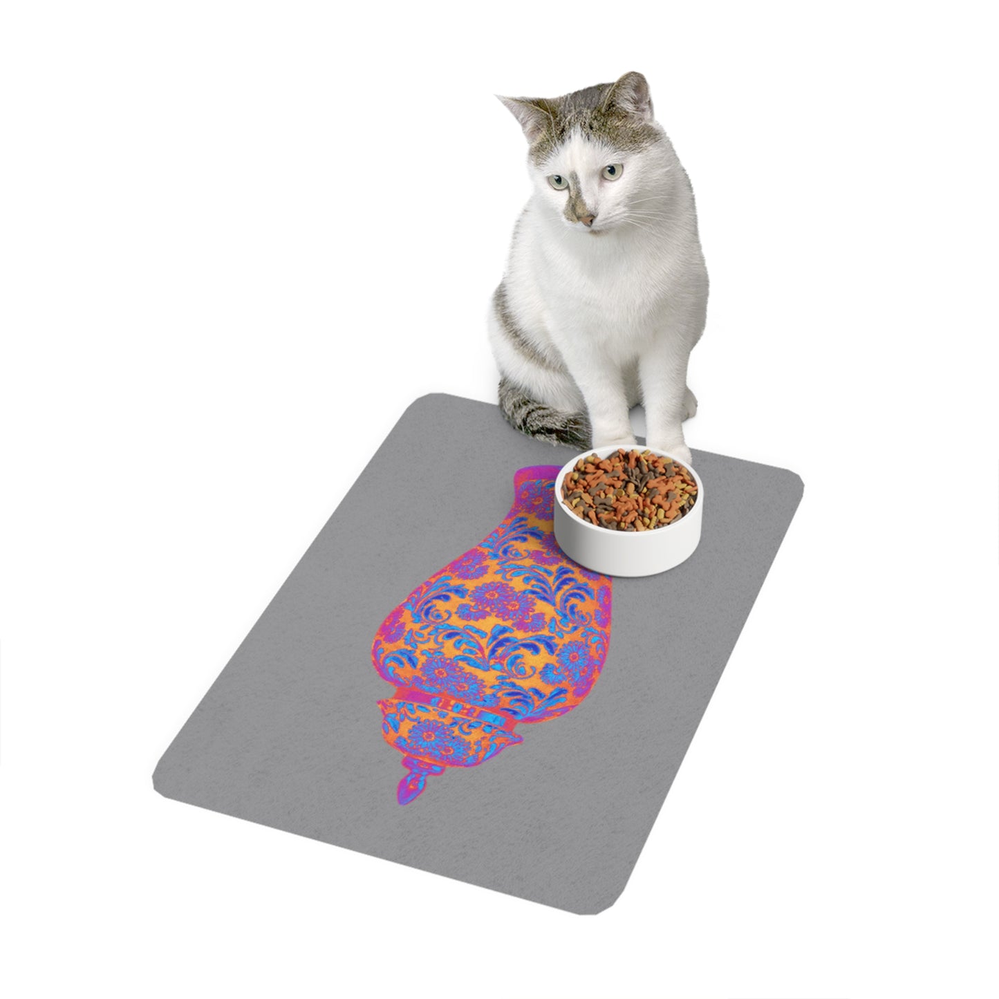 Pet Food Mat (12x18), Heatwave Ginger Jar macro medium grey