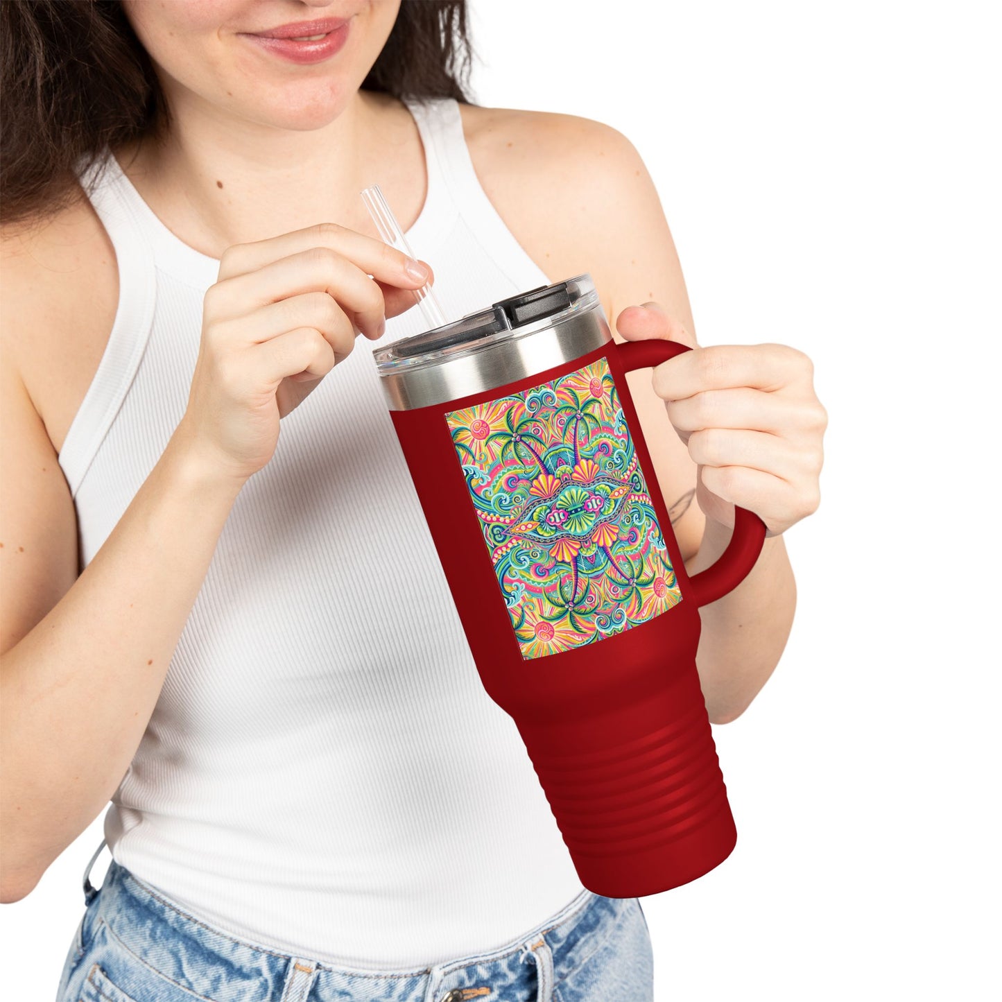 Kaleido Bay Insulated Travel Mug - 40oz - Perfect for Outdoor Adventures