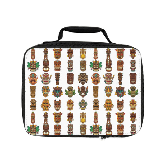 Tiny Tiki Dudes Lunch Bag - Eco-Friendly Insulated Tote, Adult and Child Lunchbox / Perfect for Picnics, Beach Outings