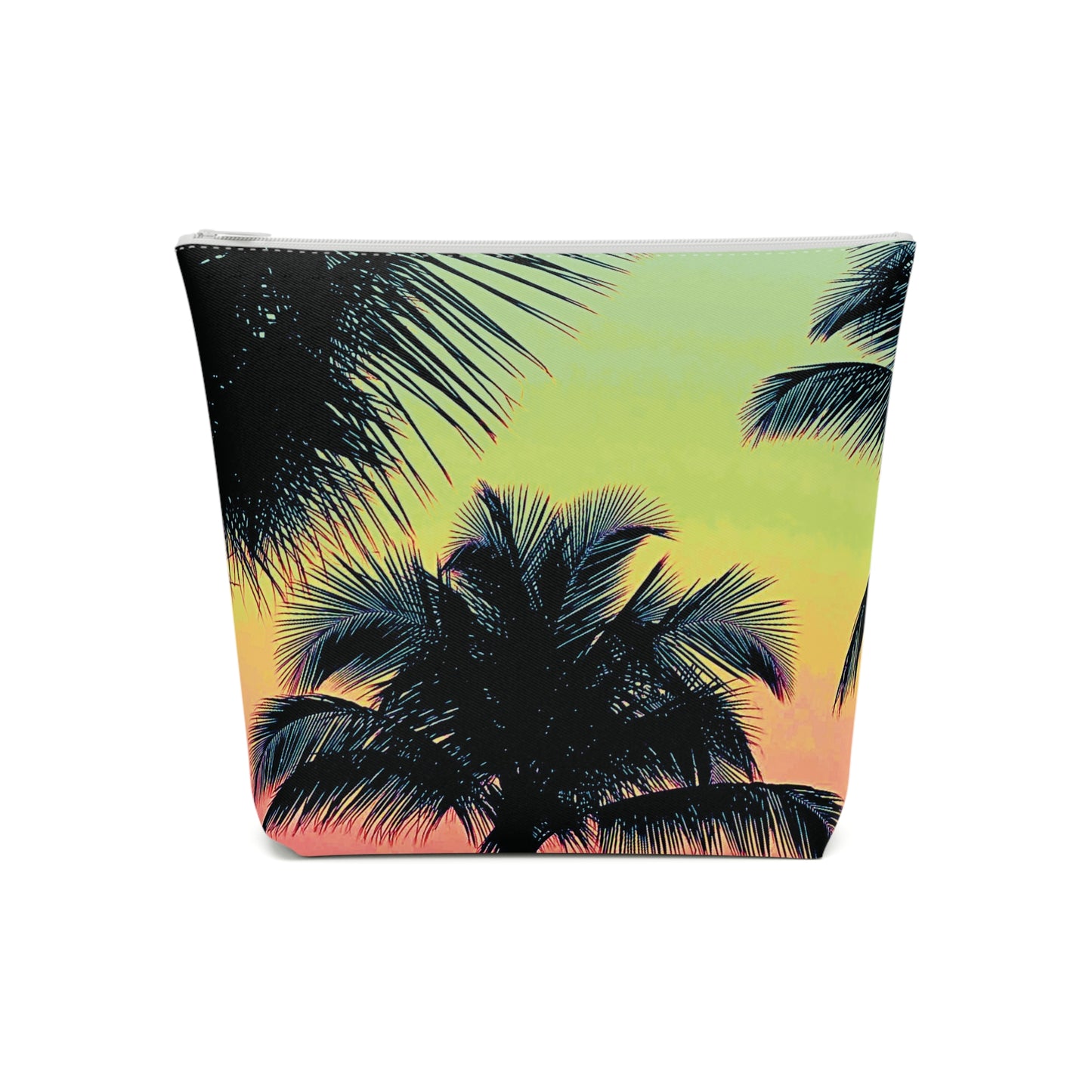 Tropical Cotton Cosmetic Bag, Makeup Pouch, 5 Sizes / Palm Glow, Sangria