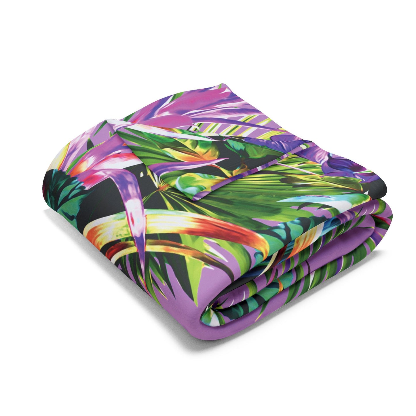 Purple Plant Palooza Fleece Blanket - Colorful Tropical Botanical Design