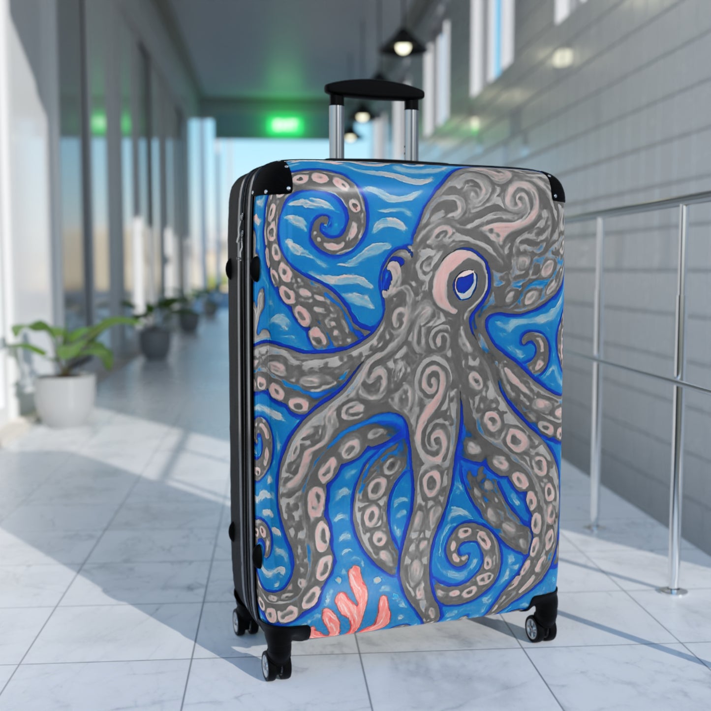 Tropical Suitcase - Stylish Travel Luggage for Adventurers / Kraken Joe, Slate