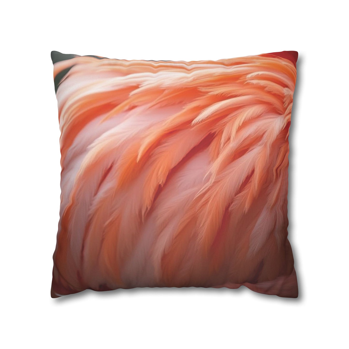 Faux Suede Square Pillowcase - Flamingo Feathers