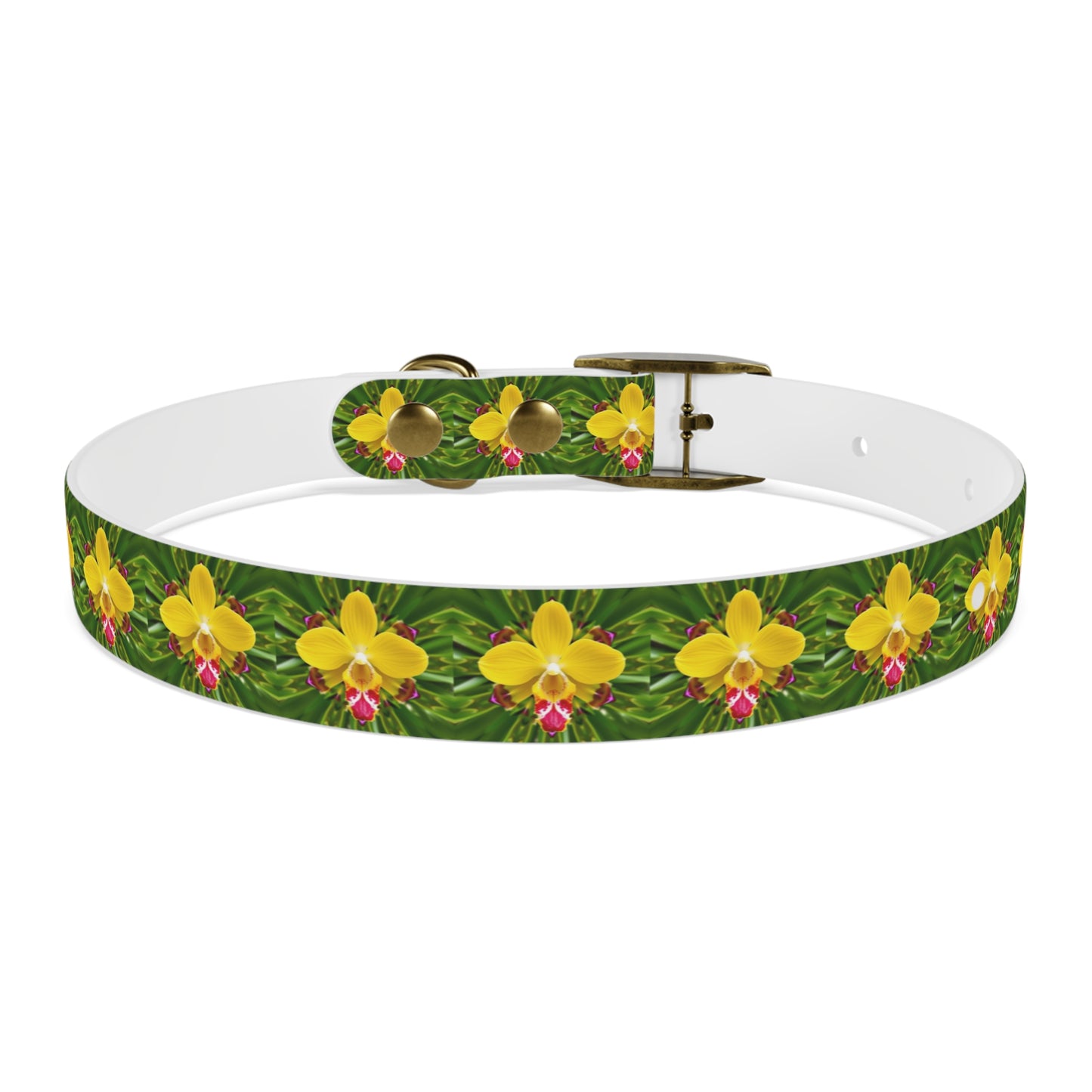 Dog Collar - Yellow Orchid Kaleidoscope