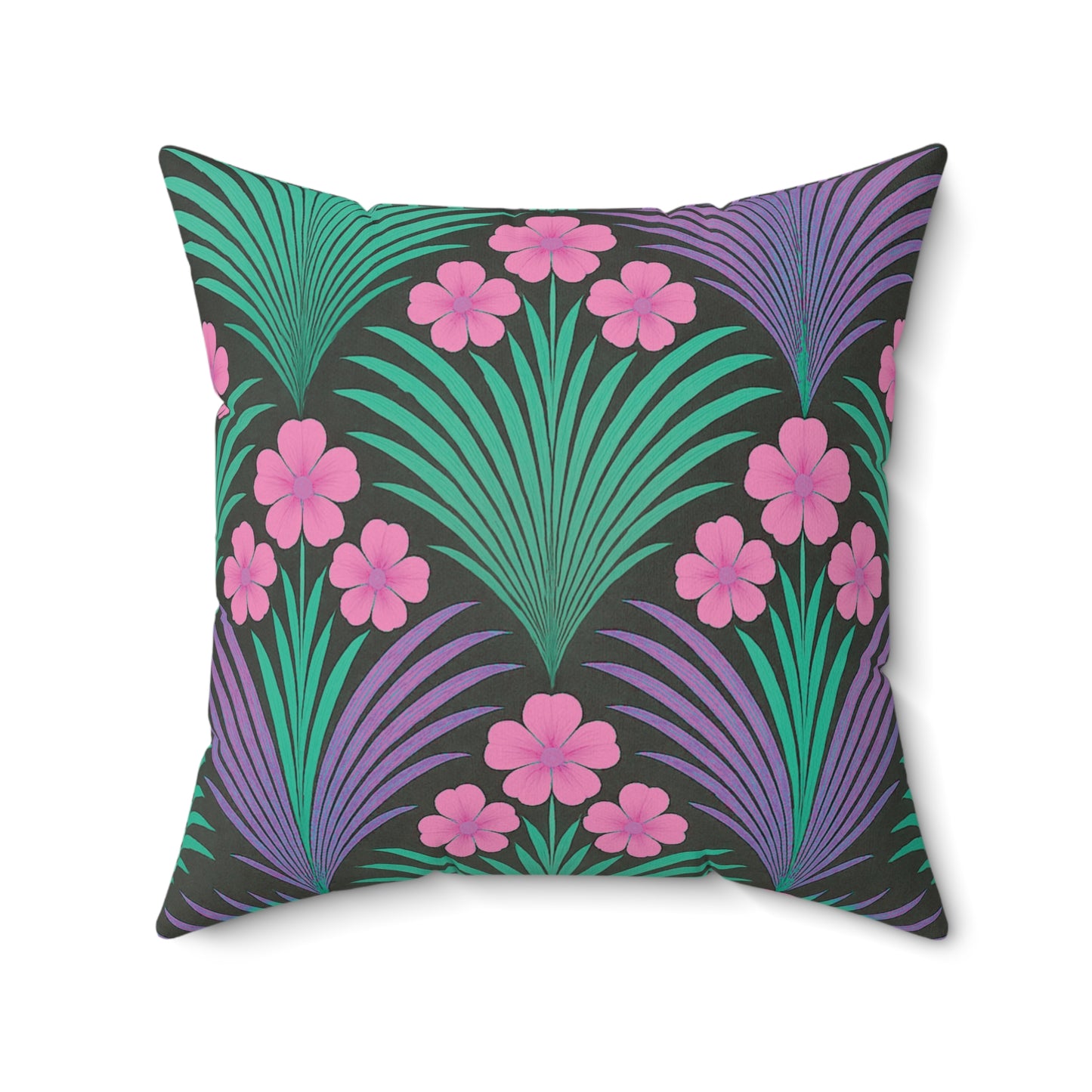 Decorative Pillow - Accent Cushion, 4 Sizes / Midnight Hibiscus Deco/Pink