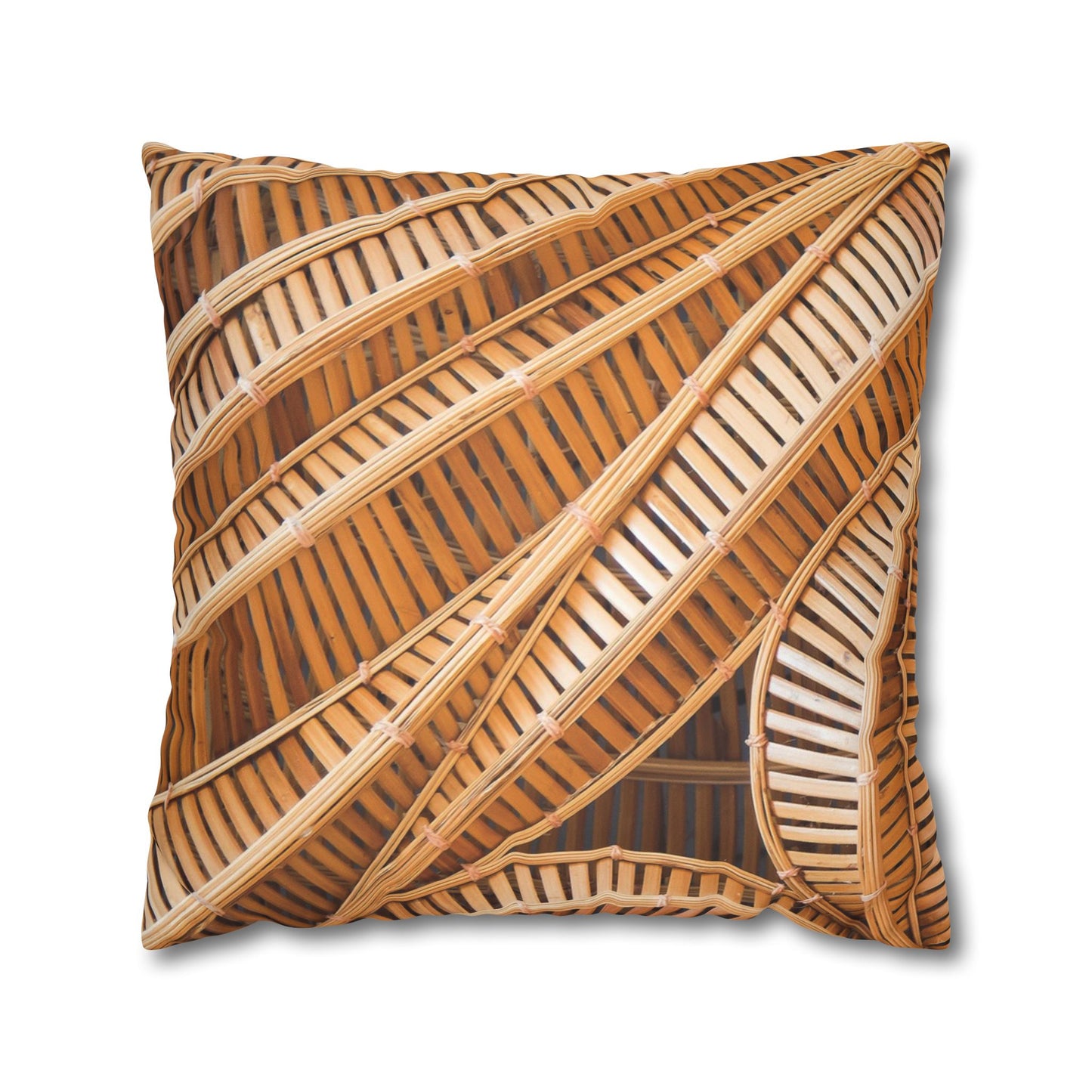 Faux Suede Square Pillowcase - Natural Bamboo Spiral