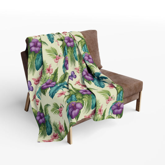 Mary's Garden Toile Fleece Blanket - Colorful Tropical Design