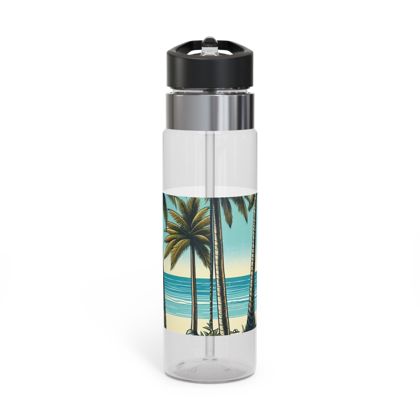 Tropical 20oz Tritan Sport Water Bottle -  Leakproof, Lightweight, BPA-Free / Hammock on the Beach