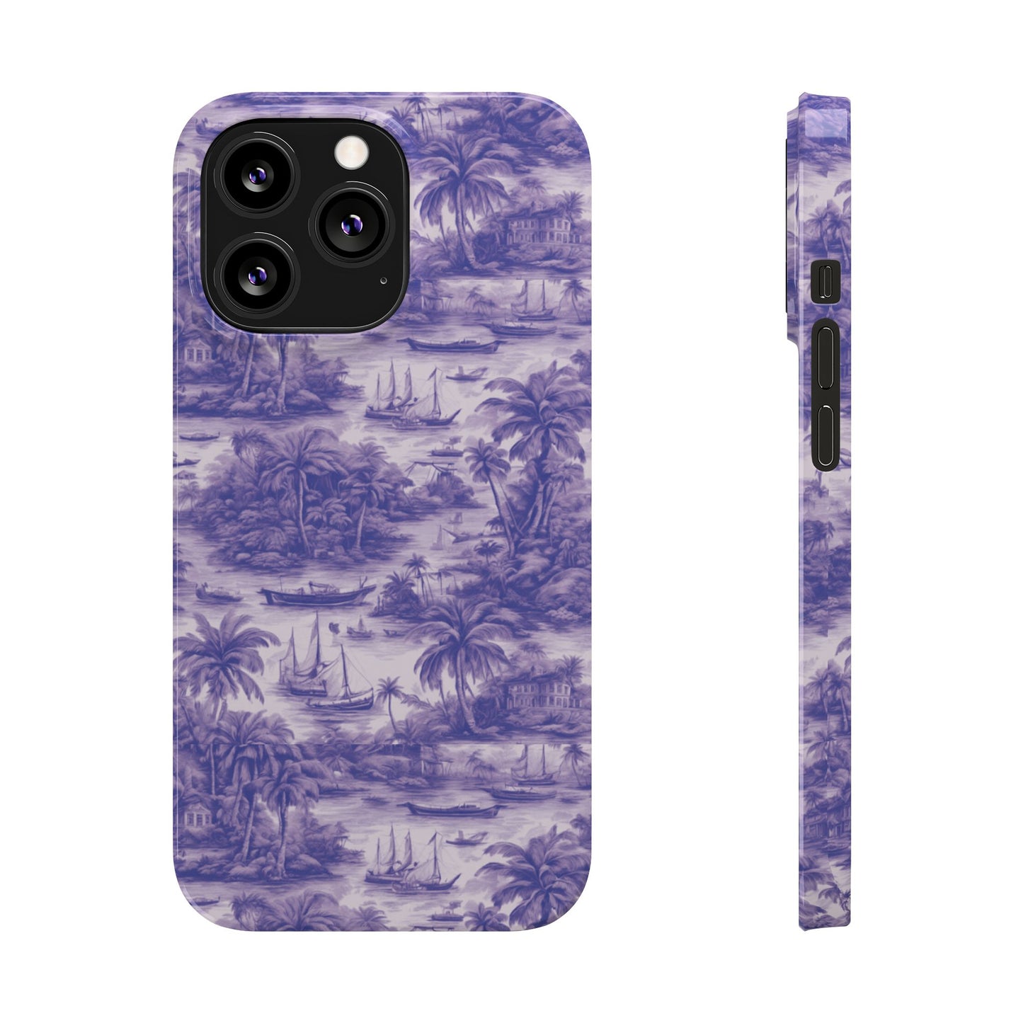 Slim Phone Cases - Tropical Toile #1, purple