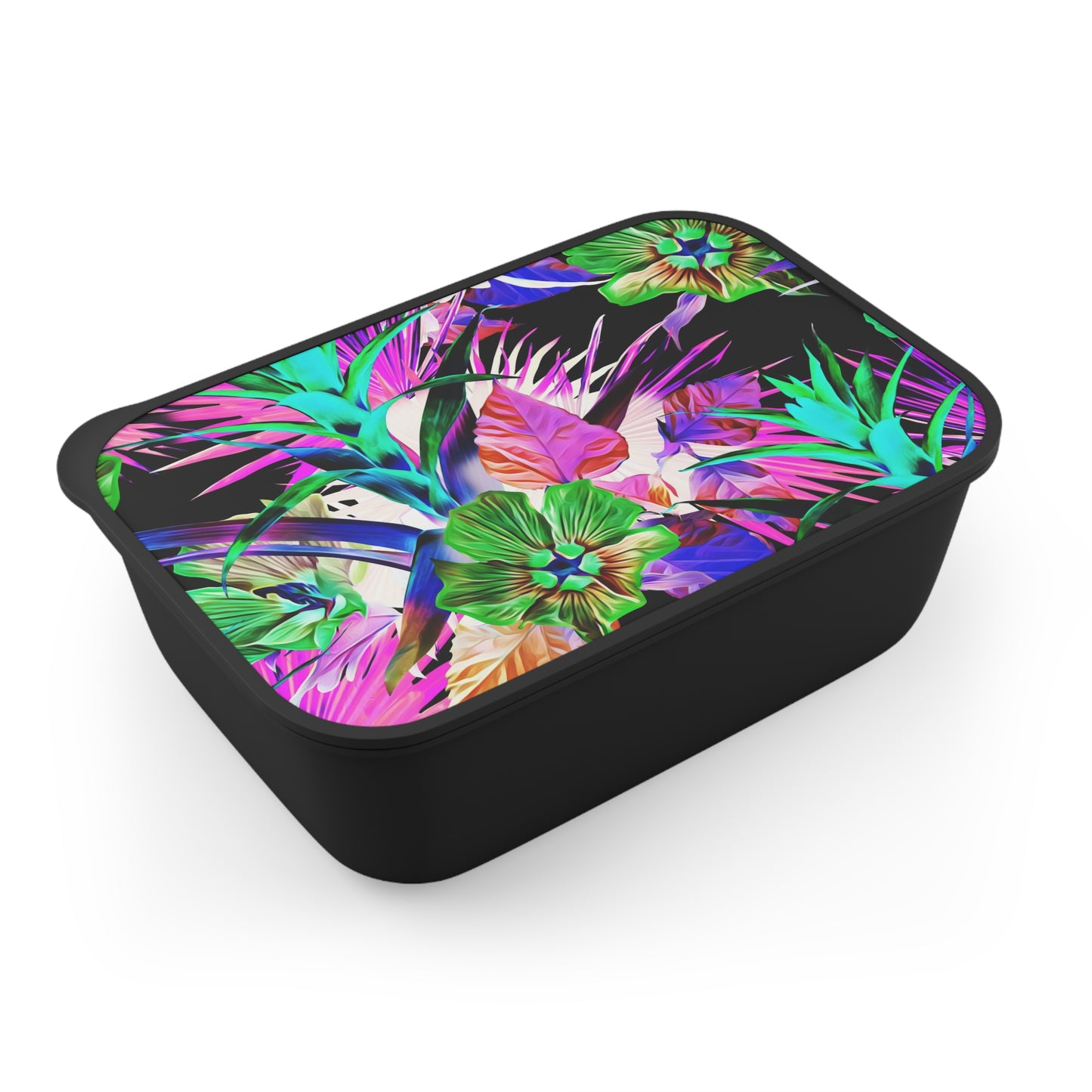 Bento Box with Utensils - Plant Palooza, black