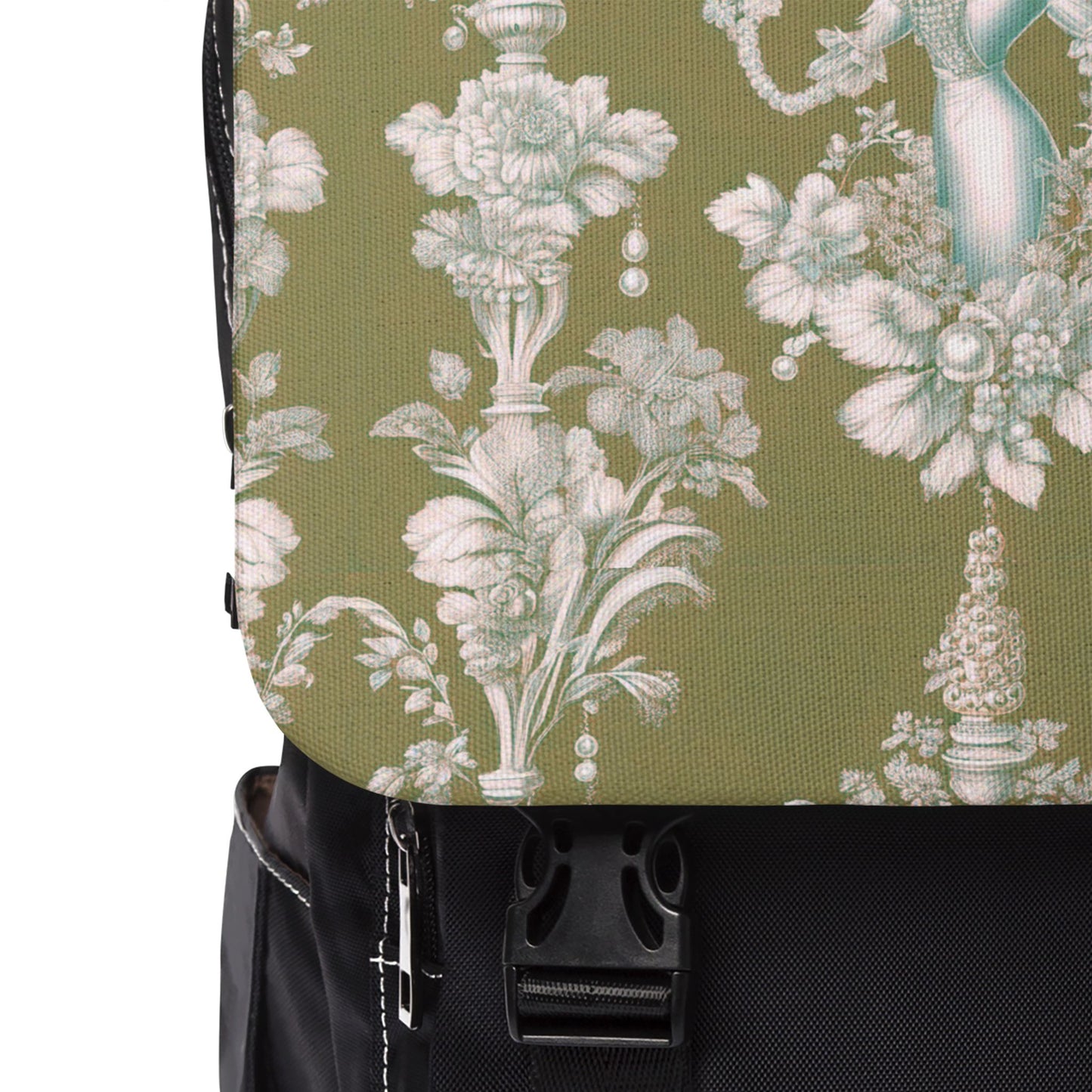 Tropical Casual Backpack - Perfect for Everyday Adventures / Pearl Lady Toile, Highborn Green