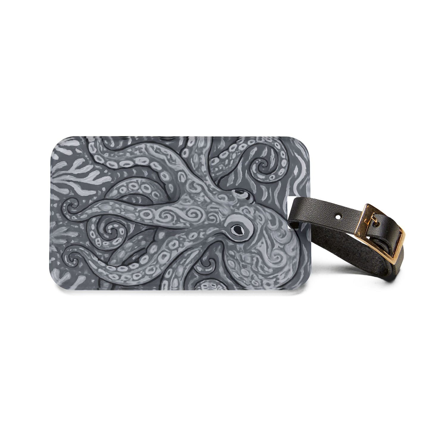 Luggage Tag - Octopus Kraken Joe, Noir