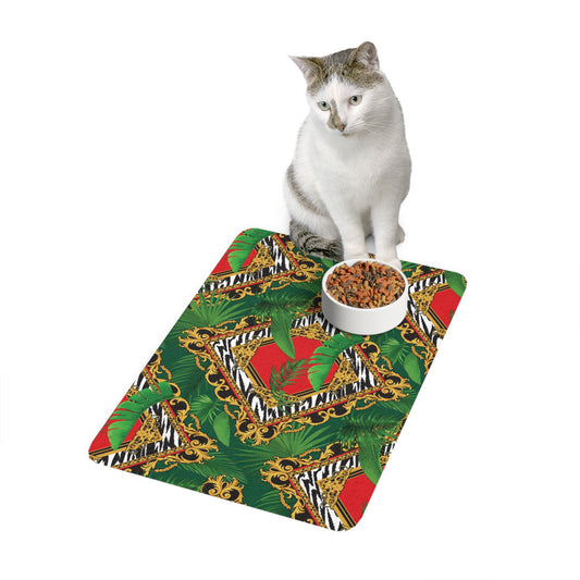 Pet Food Mat (12x18) - Jungle Luxe Red