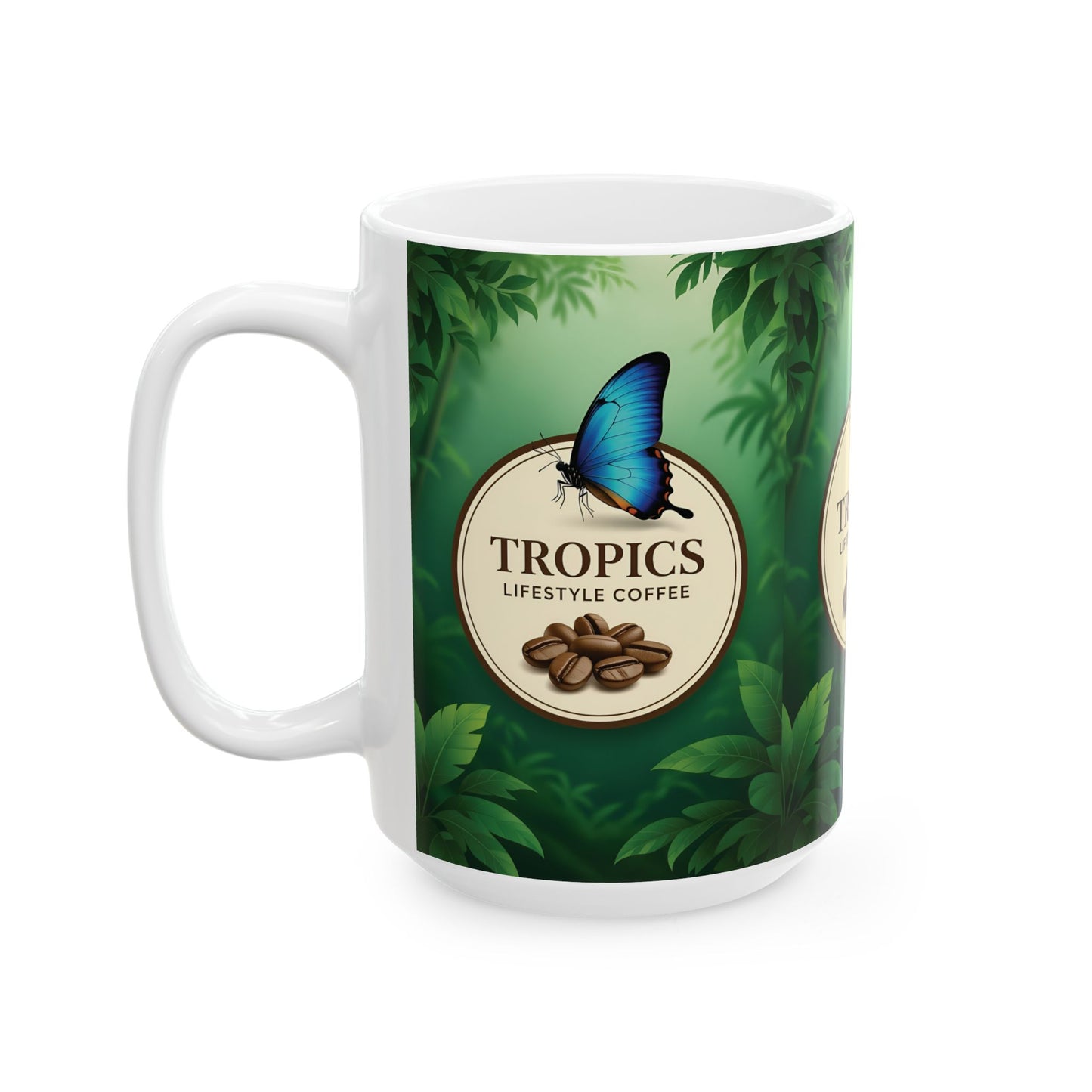 Ceramic White Mug - Tropics Lifestyle Coffee Butterfly