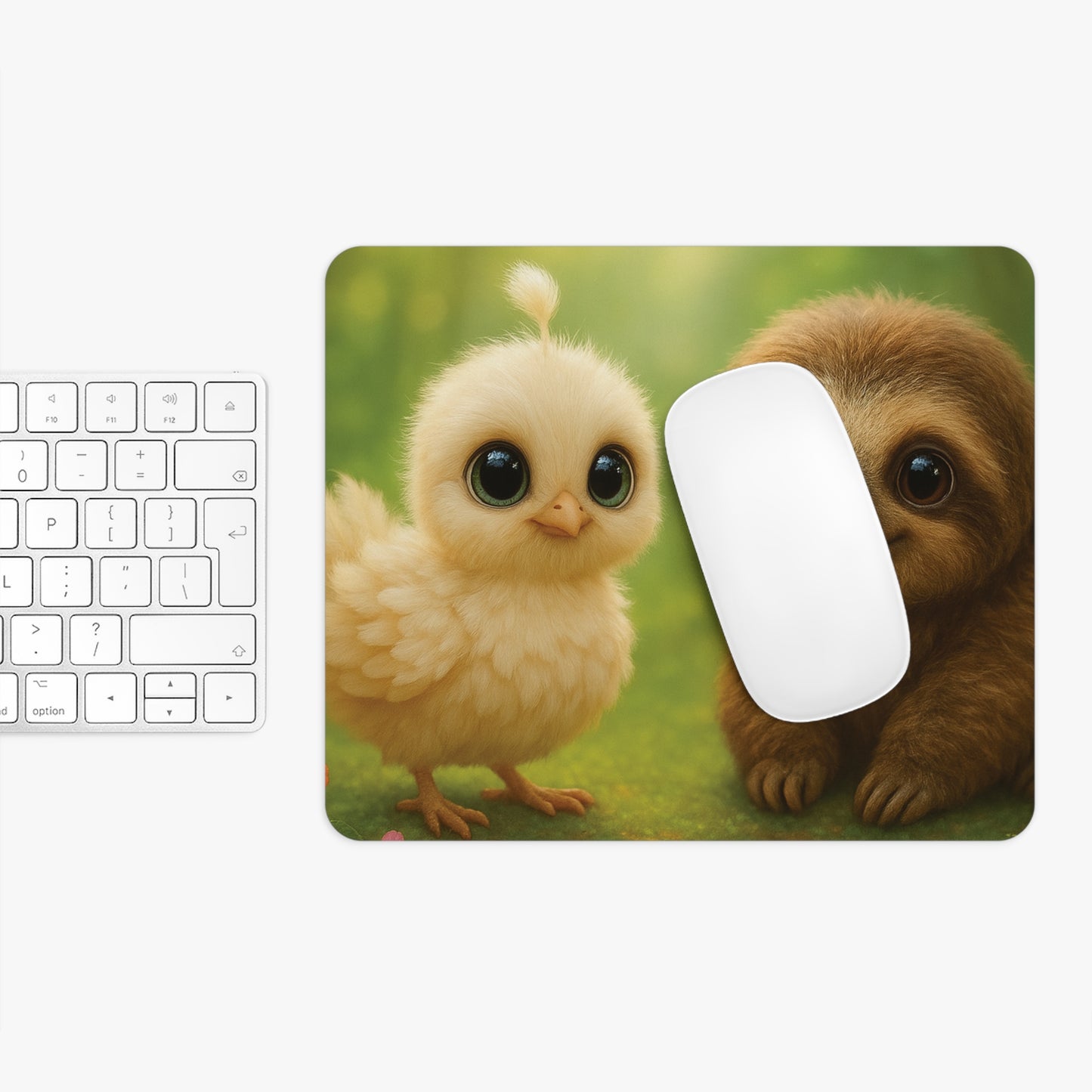 Tropical Mouse Pad, 2 Shapes - Beach Vibes for Home Office & Gamer / Baby White Peacock and Baby Capybara