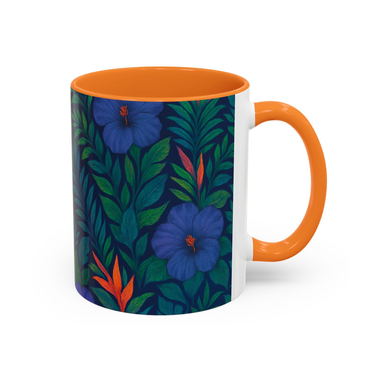 Vibrant Floral Coffee Mug - 11oz & 15oz / Midnight Flower Coral