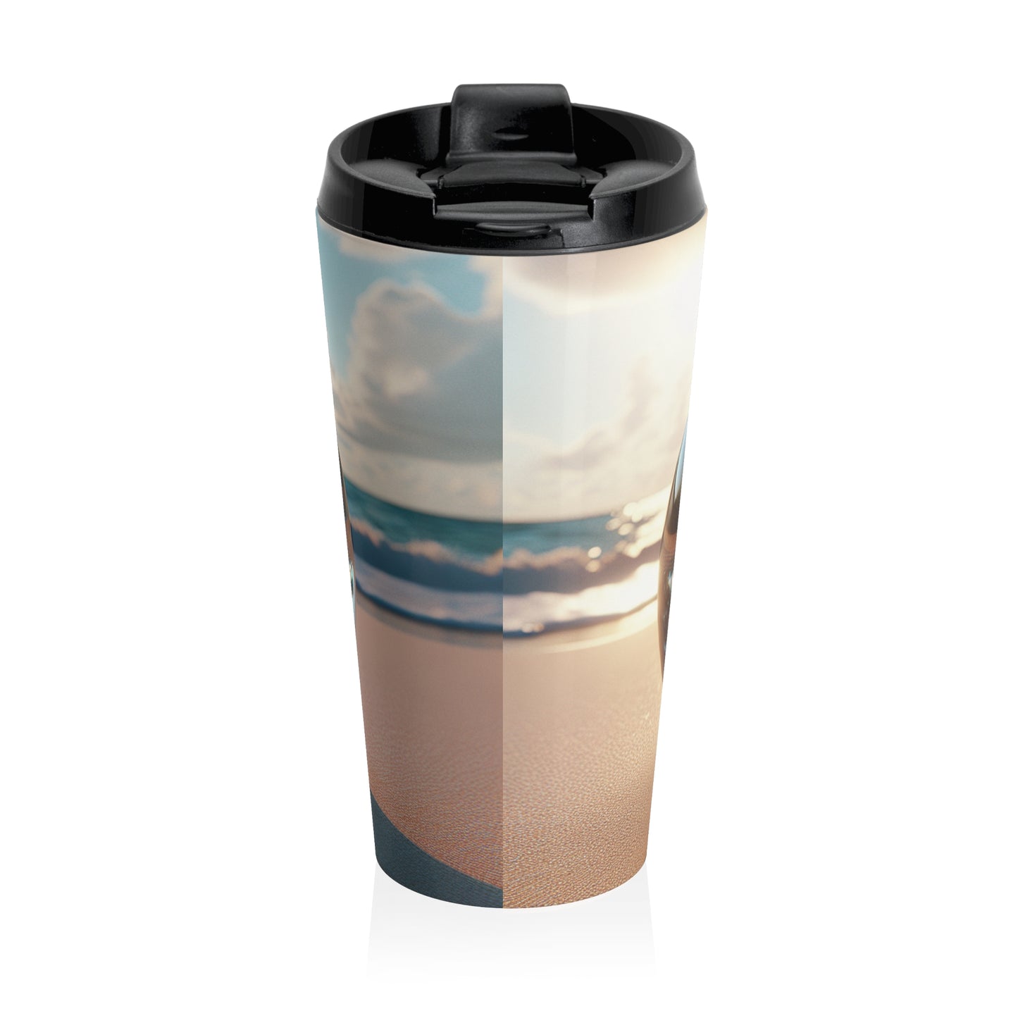Copy of 15 oz. Stainless Steel Travel Mug / Faraway Trip Toile, Noir Black