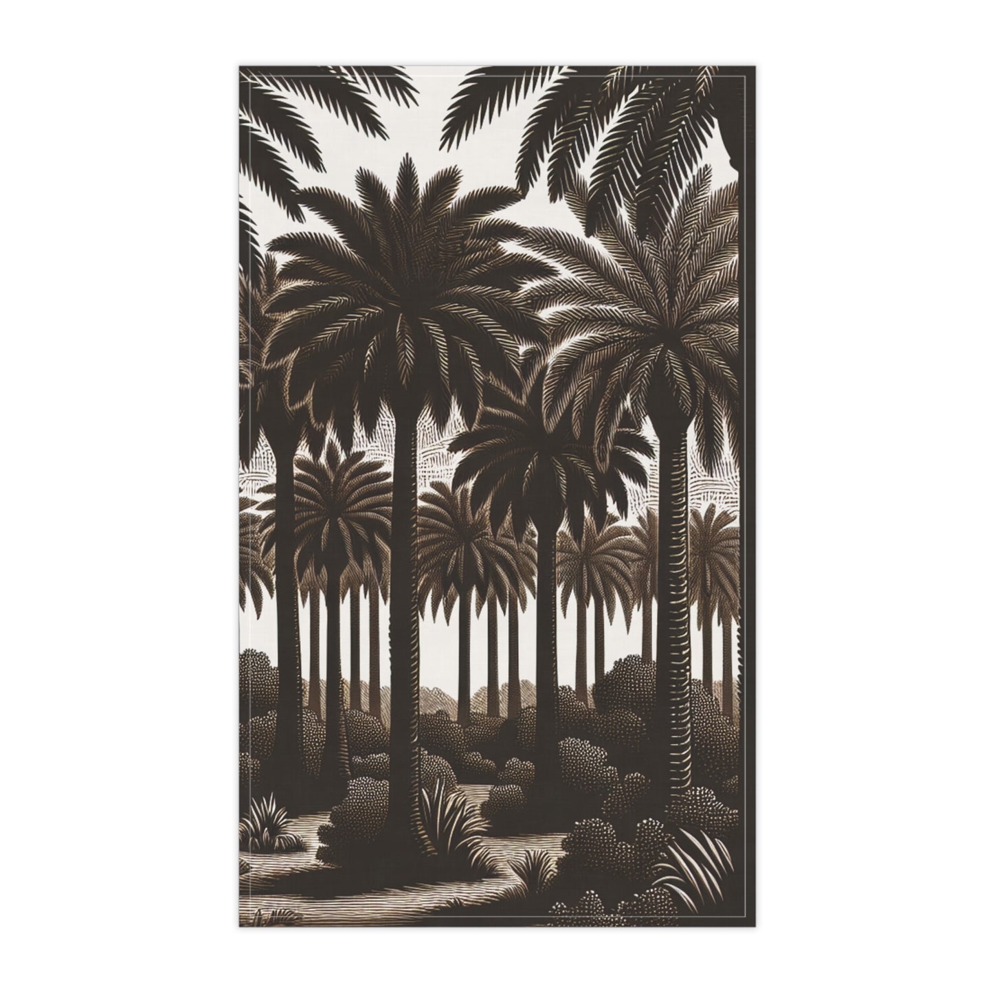 Tea Towels (cotton, poly), Woodcut Palm Grove