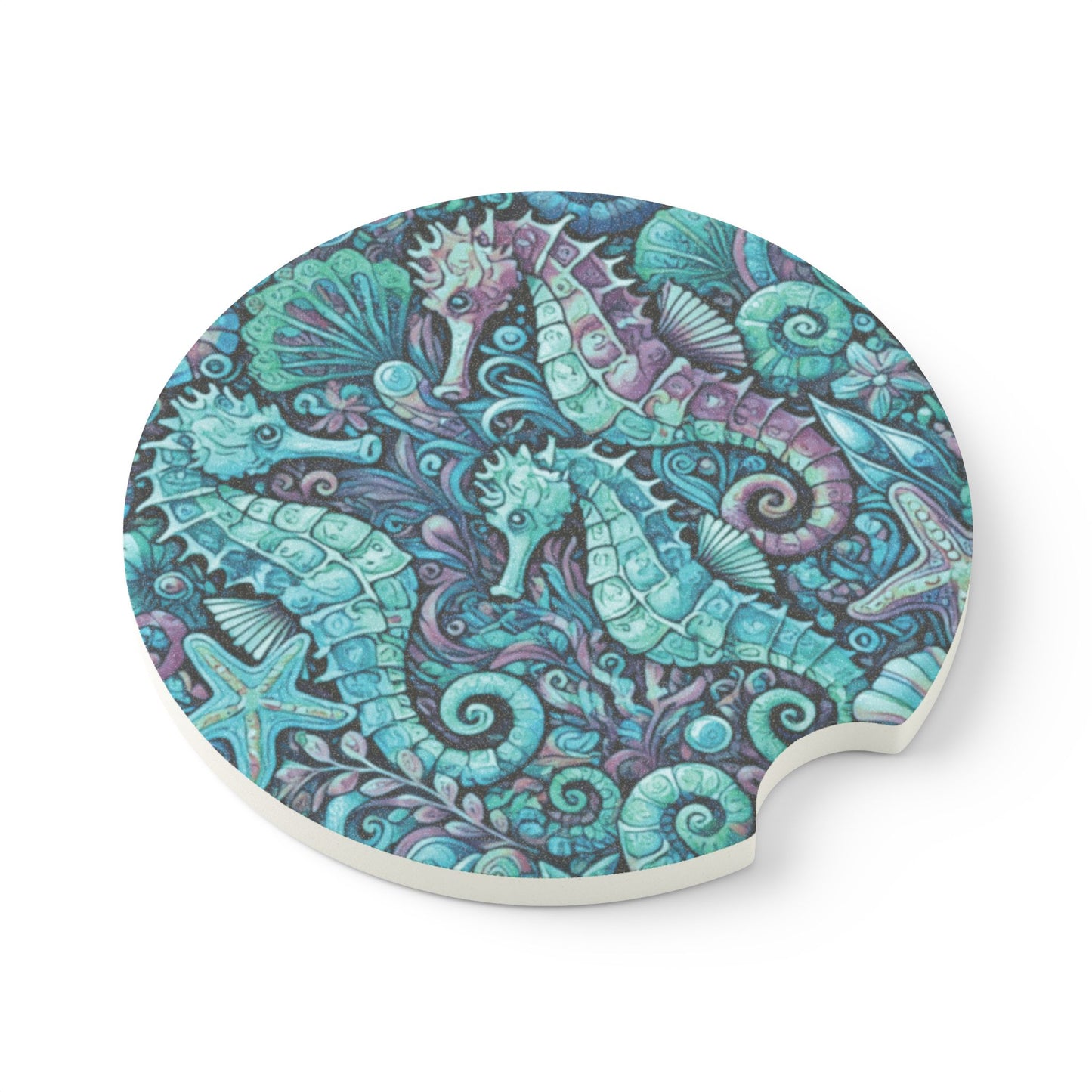 Soapstone Car Coaster - Seahorse Trio/Turquoise