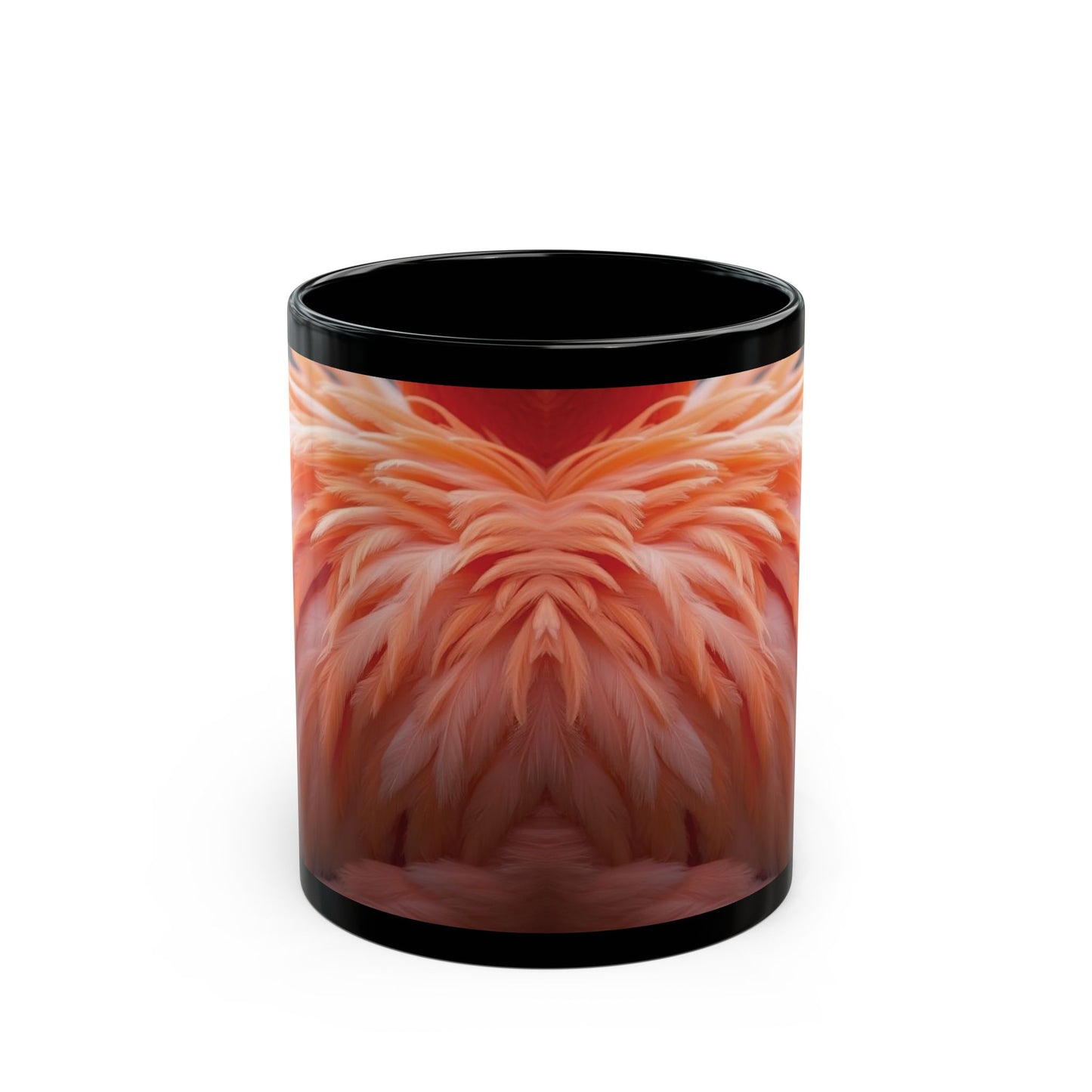 Black Coffee Mug - Tropical Flamingo Feathers