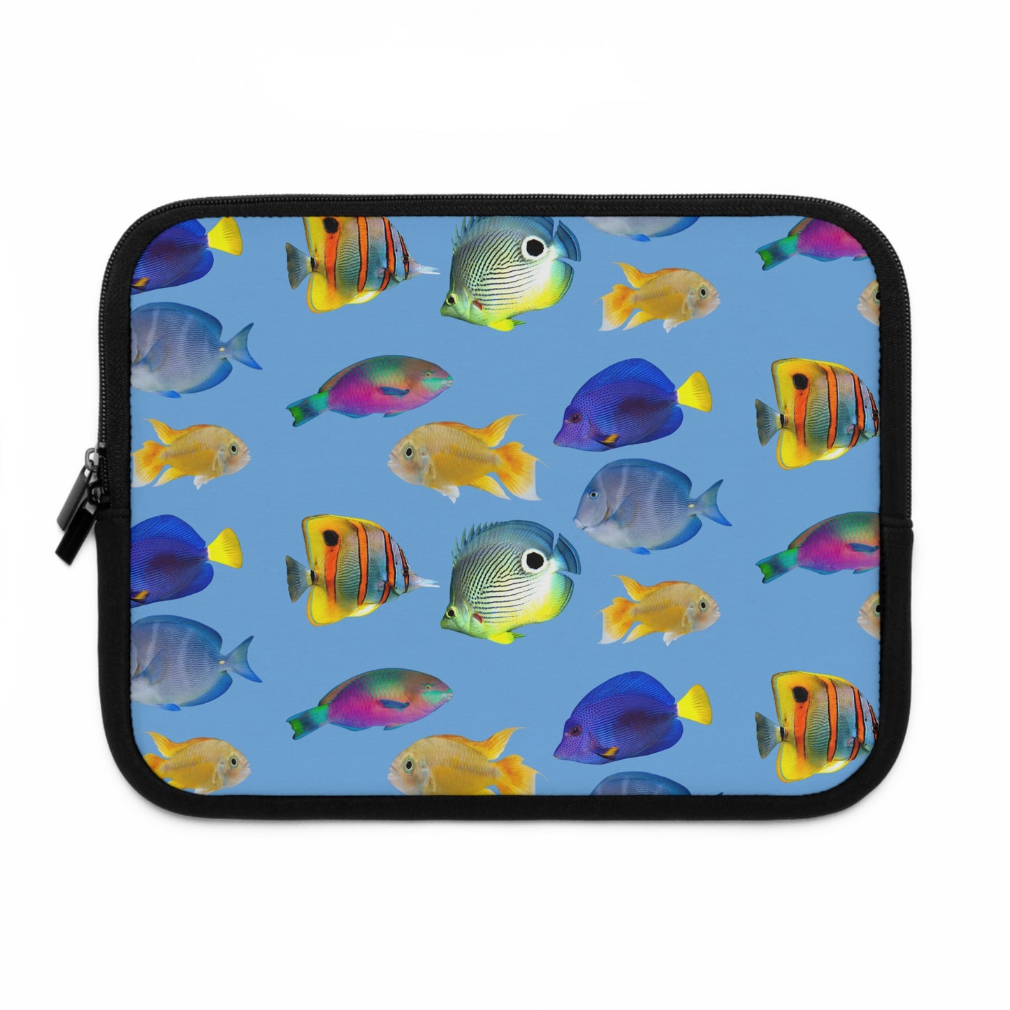 Tropical Laptop Sleeve, 5 Sizes - Perfect for Ocean Lovers & Students / School of Fish, Light Blue