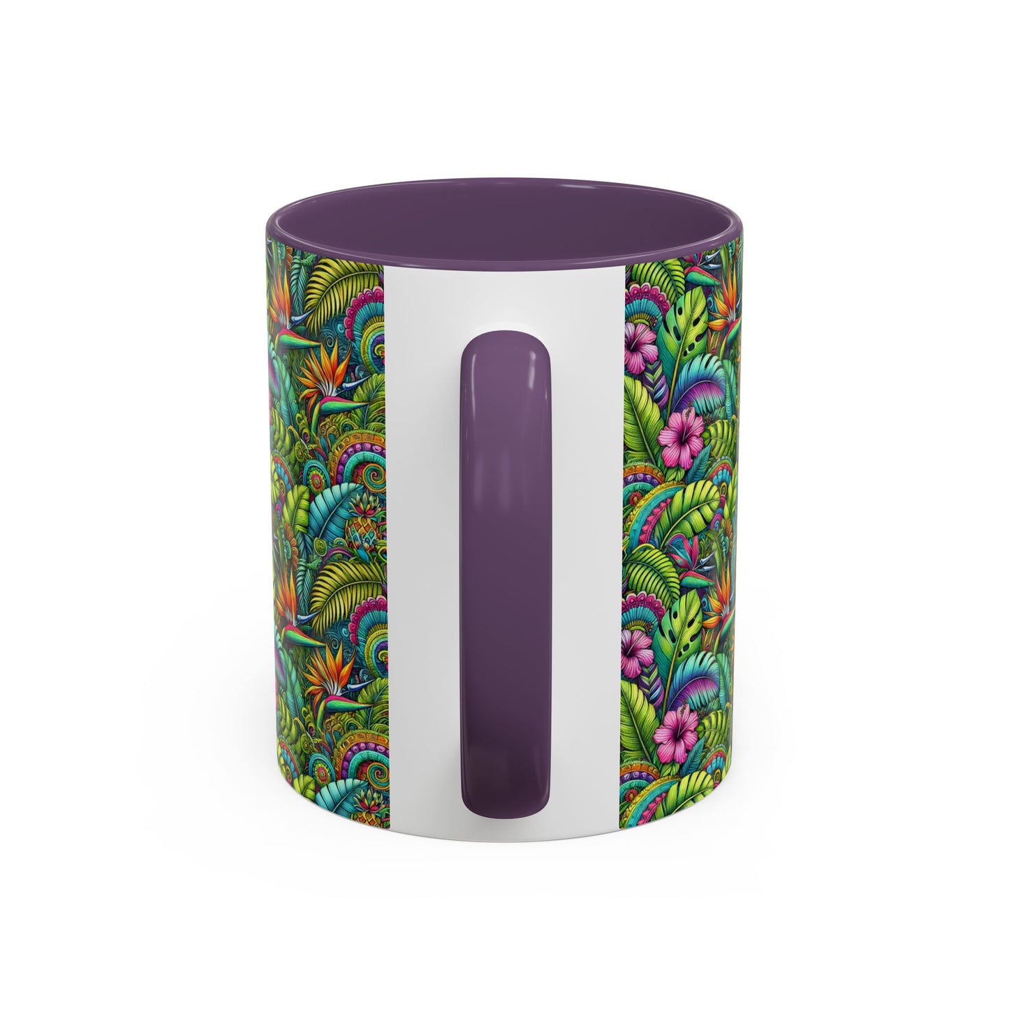 Accent Color Coffee Mug (11, 15oz), Rainforest Blooms, Various Colors