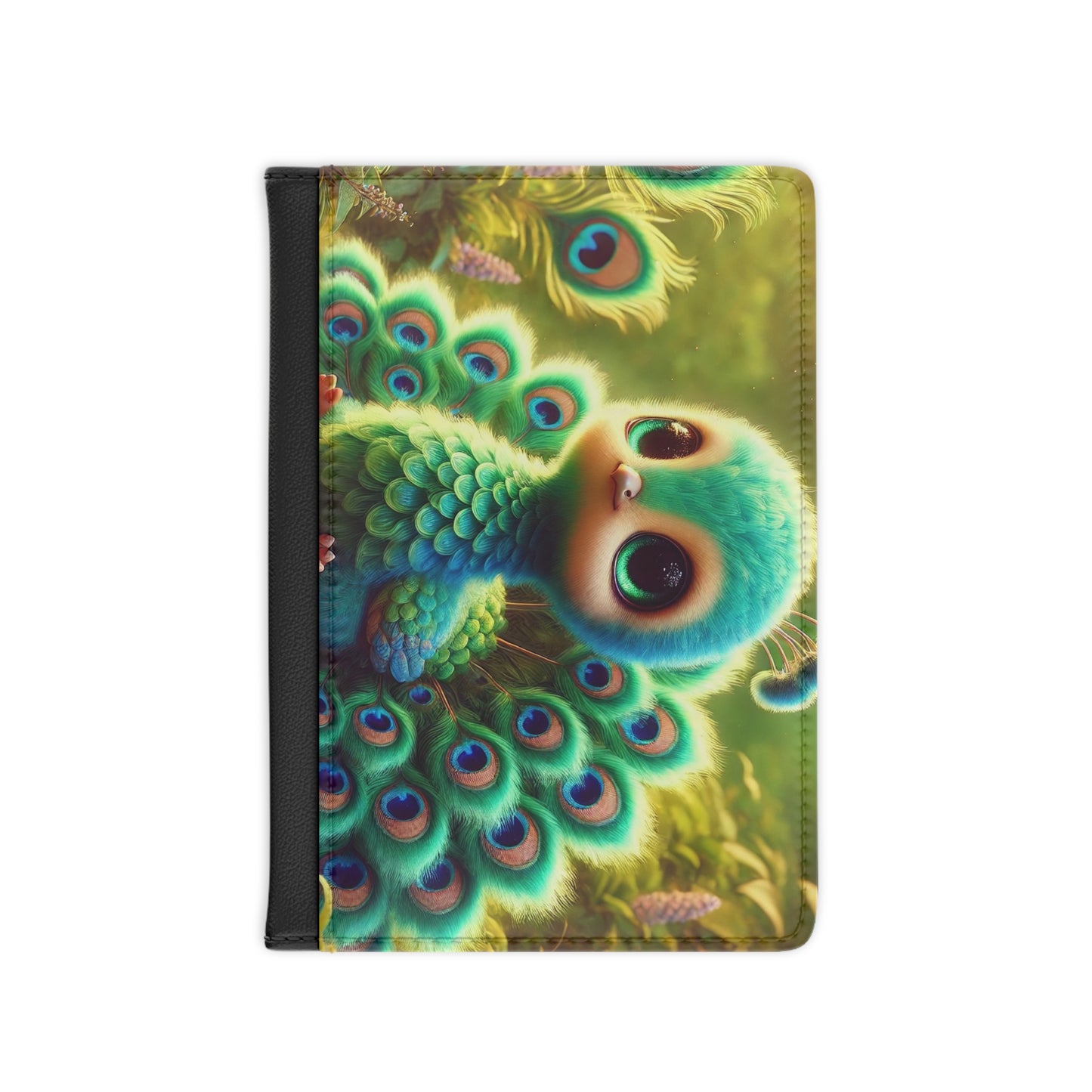 Tropical Passport Cover, Faux Leather - RFID blocking for travel security / Rainforest Baby Peacock