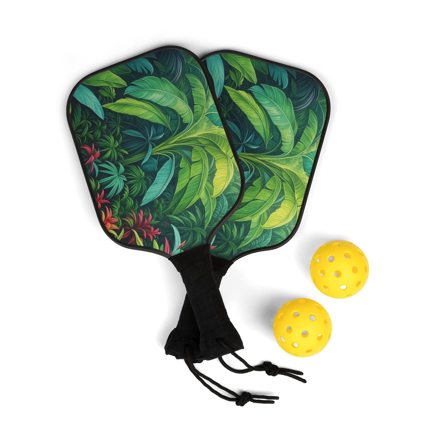 Tropical Pickleball Kit - Rainforest Vibe Paddles & Balls Set / Sleeping Spot
