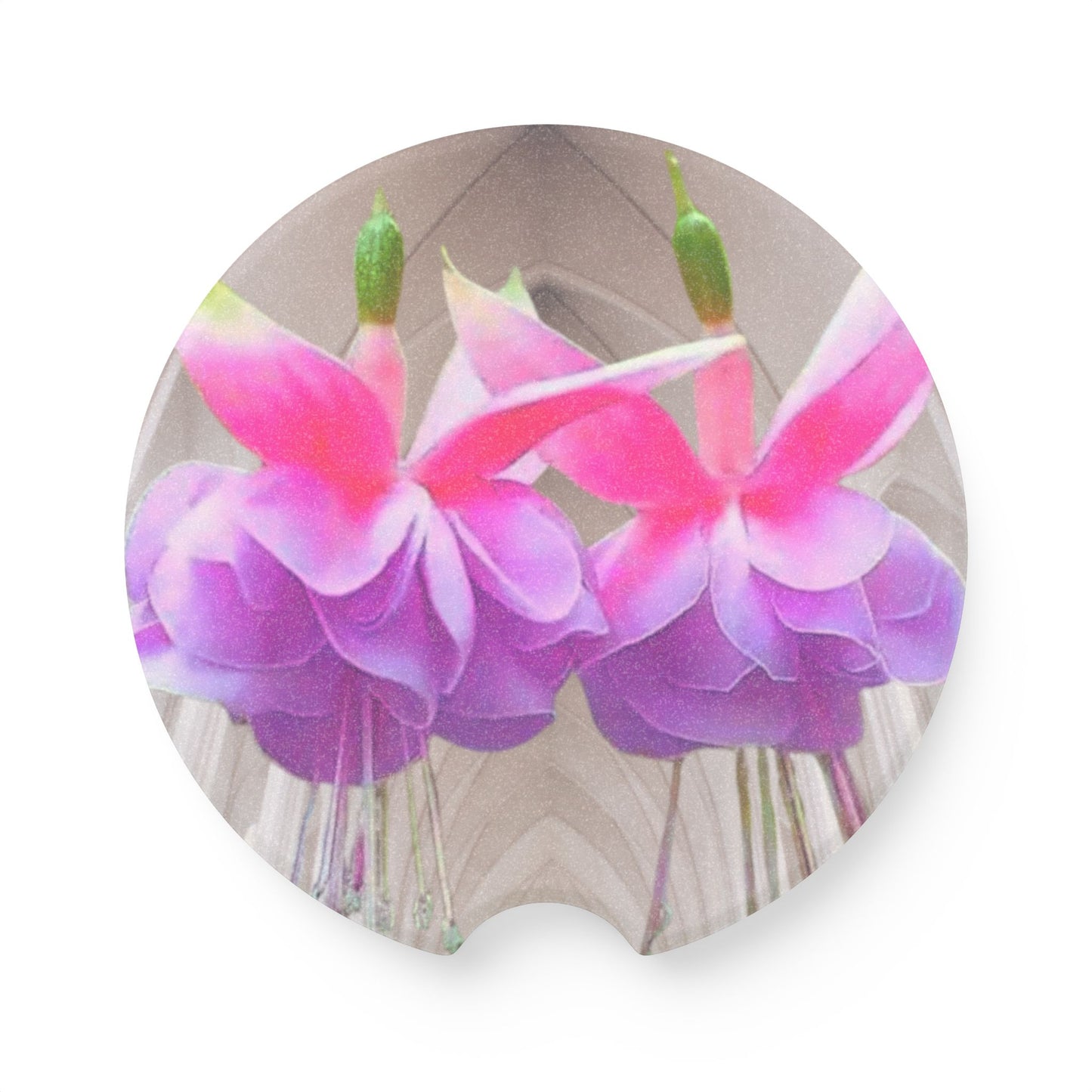 Soapstone Car Coaster - Two Fuchsias, Gothic