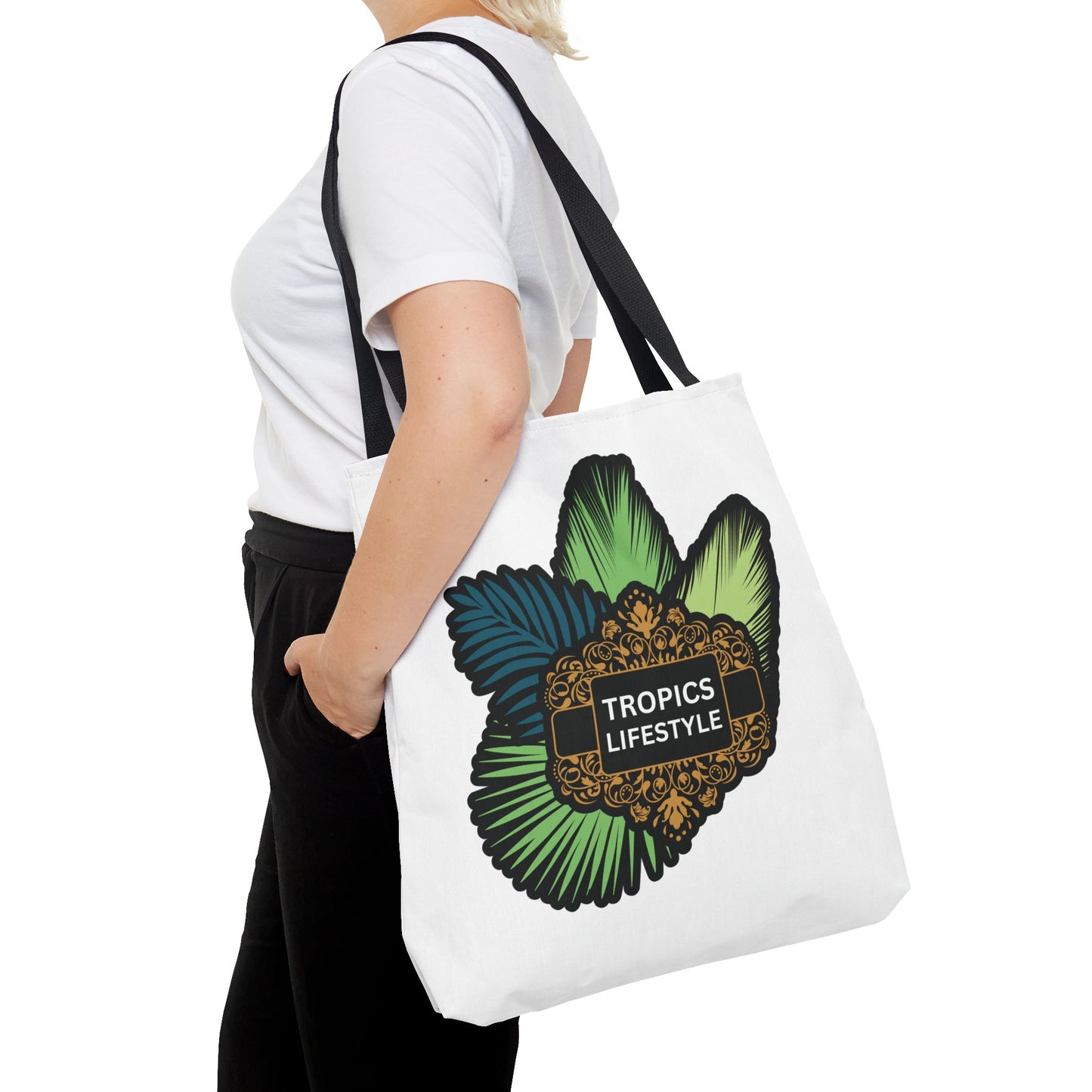 Elegant Tropics Lifestyle Logo Tote Bag - 3 Sizes, White