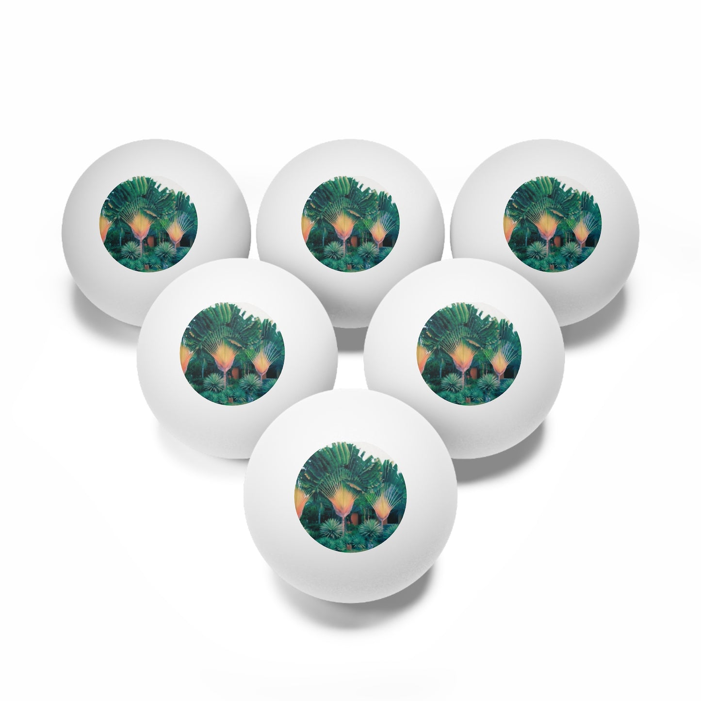 Tropical Paradise Ping Pong Balls - 6 Pack with Fan Palms