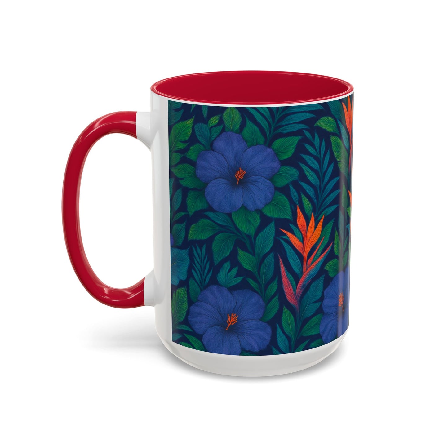 Vibrant Floral Coffee Mug - 11oz & 15oz / Midnight Flower Coral