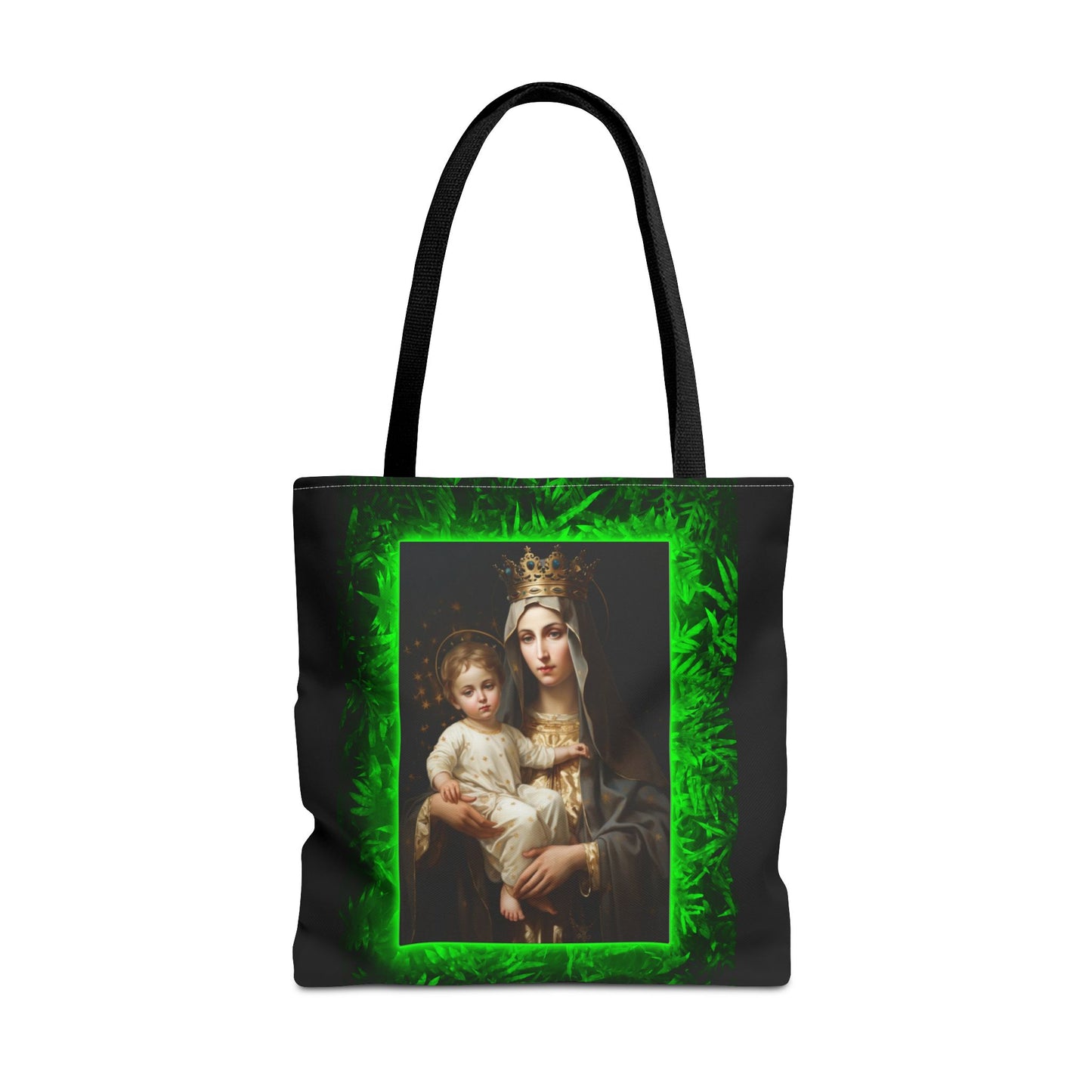 Religious Our Lady of Mt. Carmel Tropical Glow Tote Bag - 3 Sizes