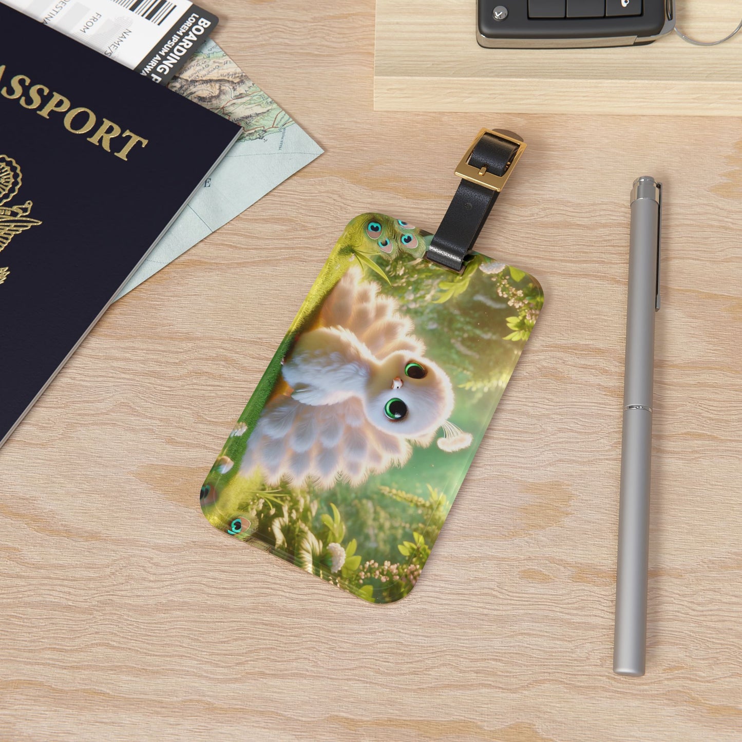 Luggage Tag - Baby White Peacock