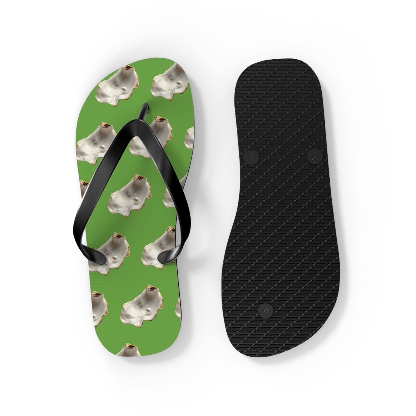 Flip Flops - White Pearl Oyster, green