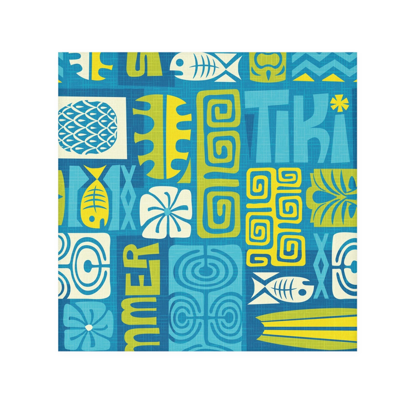 Face Towel - Tiki Poster Blue