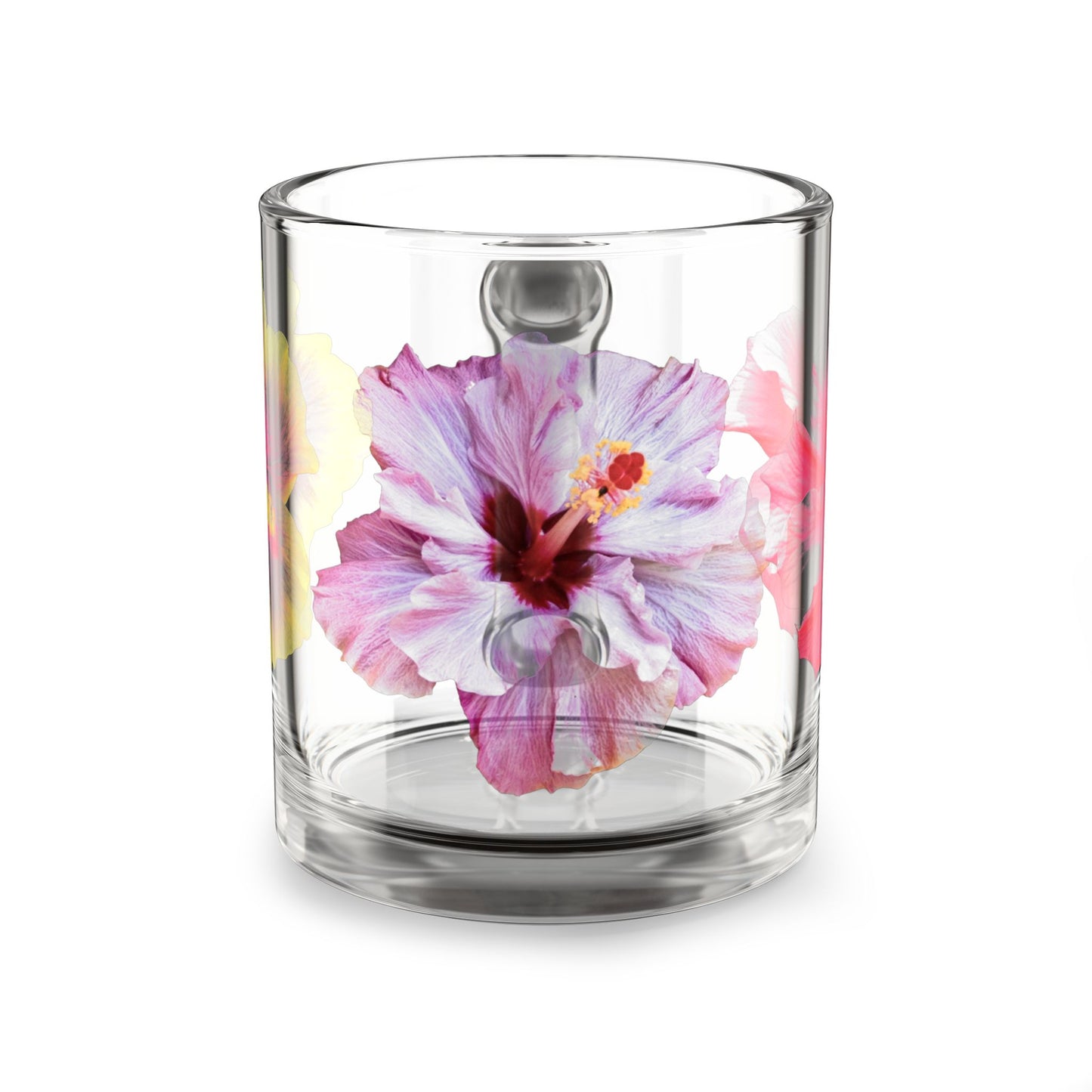 Glass Mug - 10oz, Perfect for Rainforest Lovers / Real Hibiscus Flowers