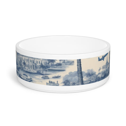 Pet Bowl, Tropical Toile, Blue