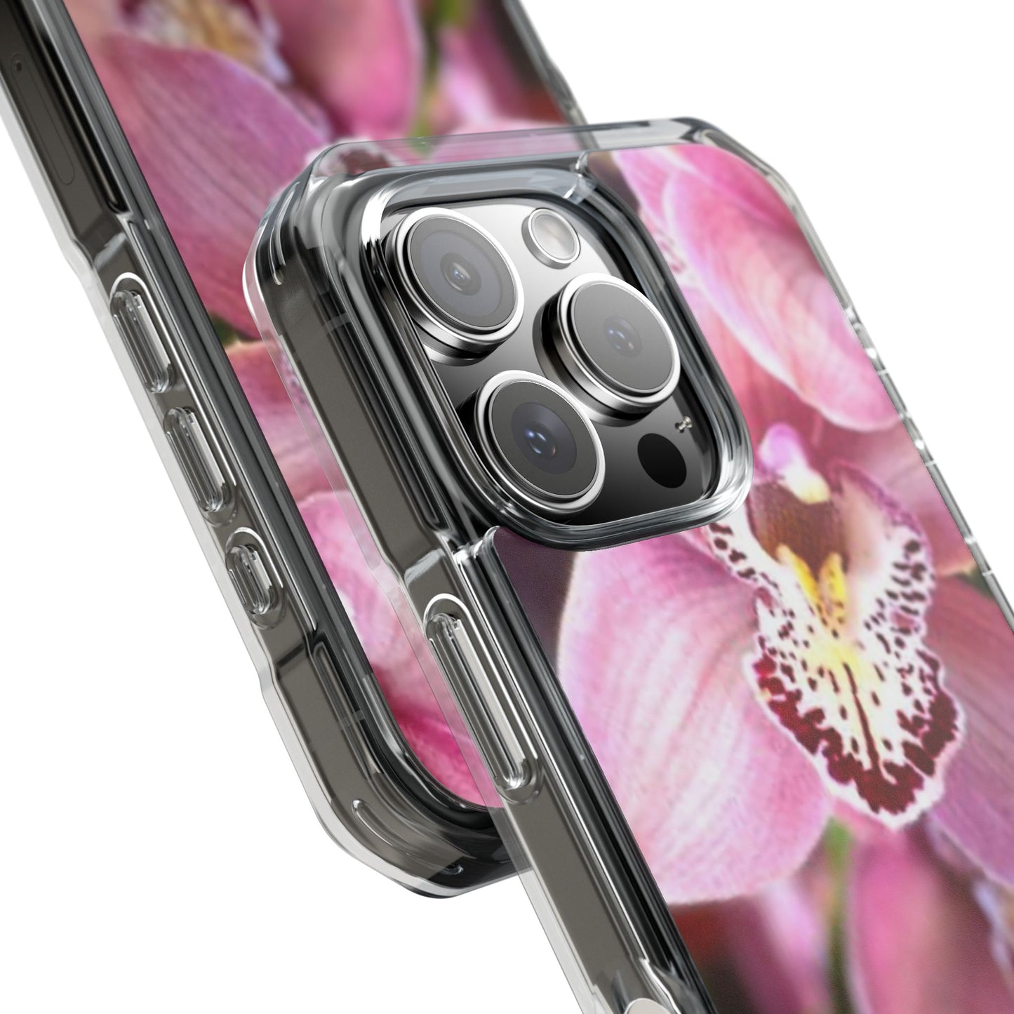 Pink Orchid/Photo Magnetic Clear Phone Case, Many Models