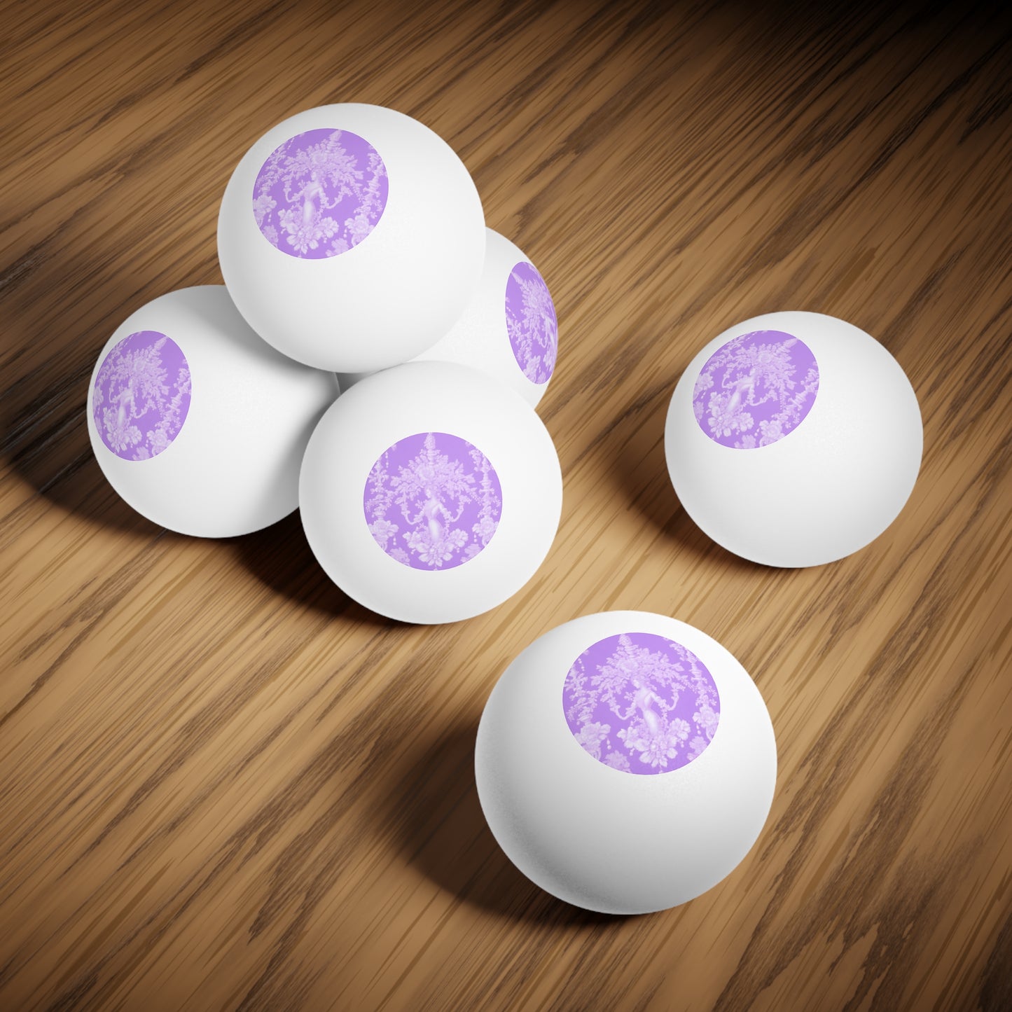 Tropical Paradise Ping Pong Balls - 6 Pack with Pearl Lady Toile, Purple