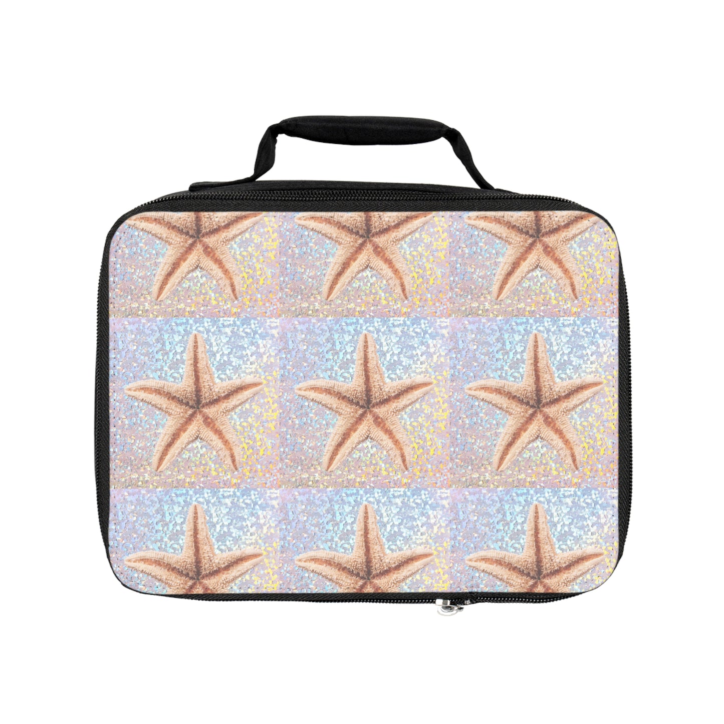 Disco Starfish/Real Photo Lunch Bag - Eco-Friendly Insulated Tote, Adult and Child Lunchbox / Perfect for Picnics, Beach Outings