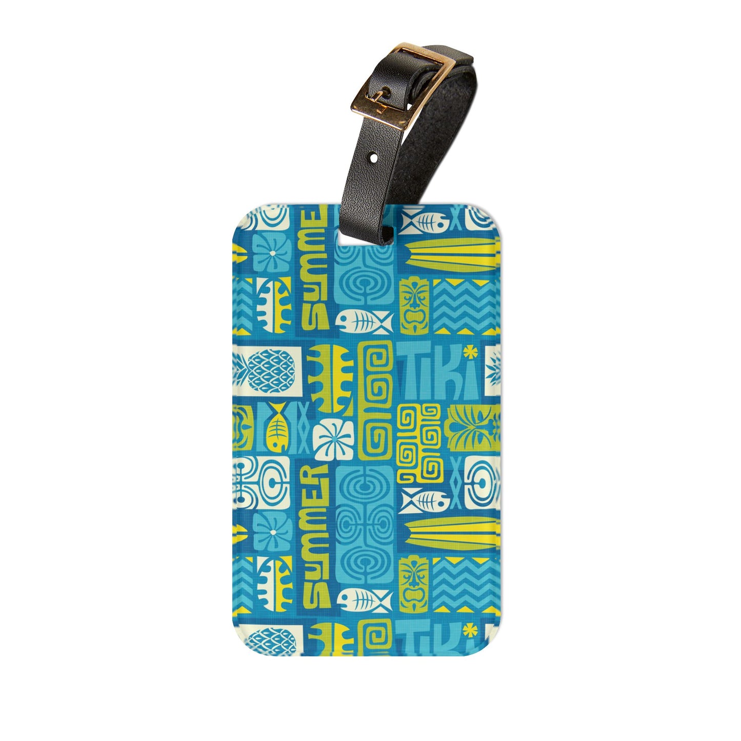 Luggage Tag - Tiki Poster Blue