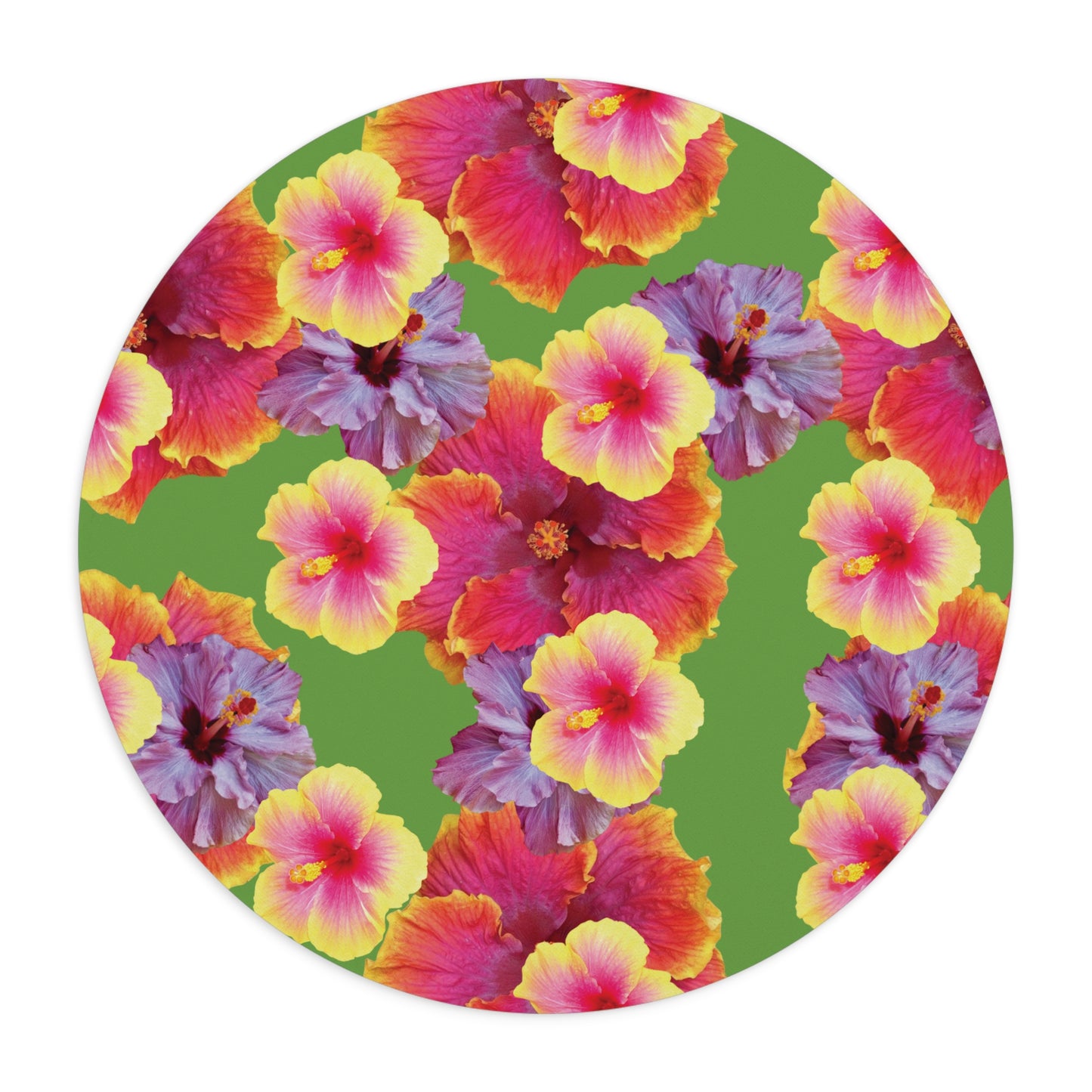 Tropical Mouse Pad, 2 Shapes - Floral Vibes for Home Office & Gamer / Hibiscua Mix, Green