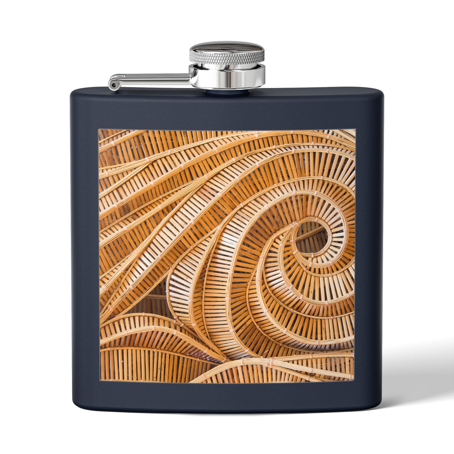 Tropical Stainless Steel 6 oz. Flask, Many Colors  – Natural Bamboo Spiral