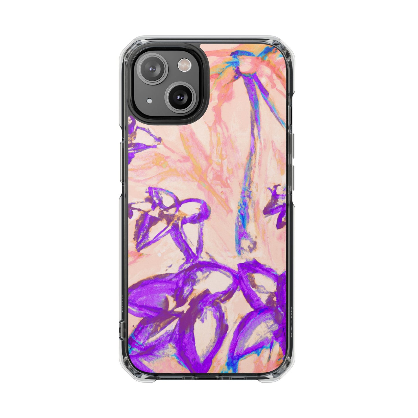 Tropical Doodles/Peach Magnetic Clear Phone Case, Many Models