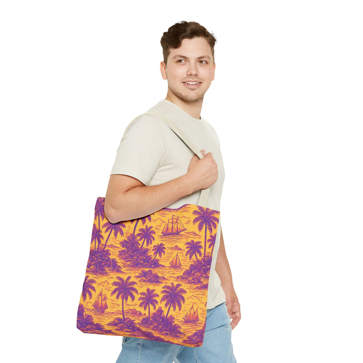 Faraway Toile/Pop Tote Bag - 3 Sizes