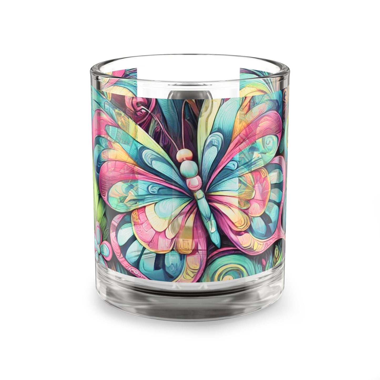 Tropical Glass Mug - 10oz Coffee Cup / Rainforest Butterfly Pop
